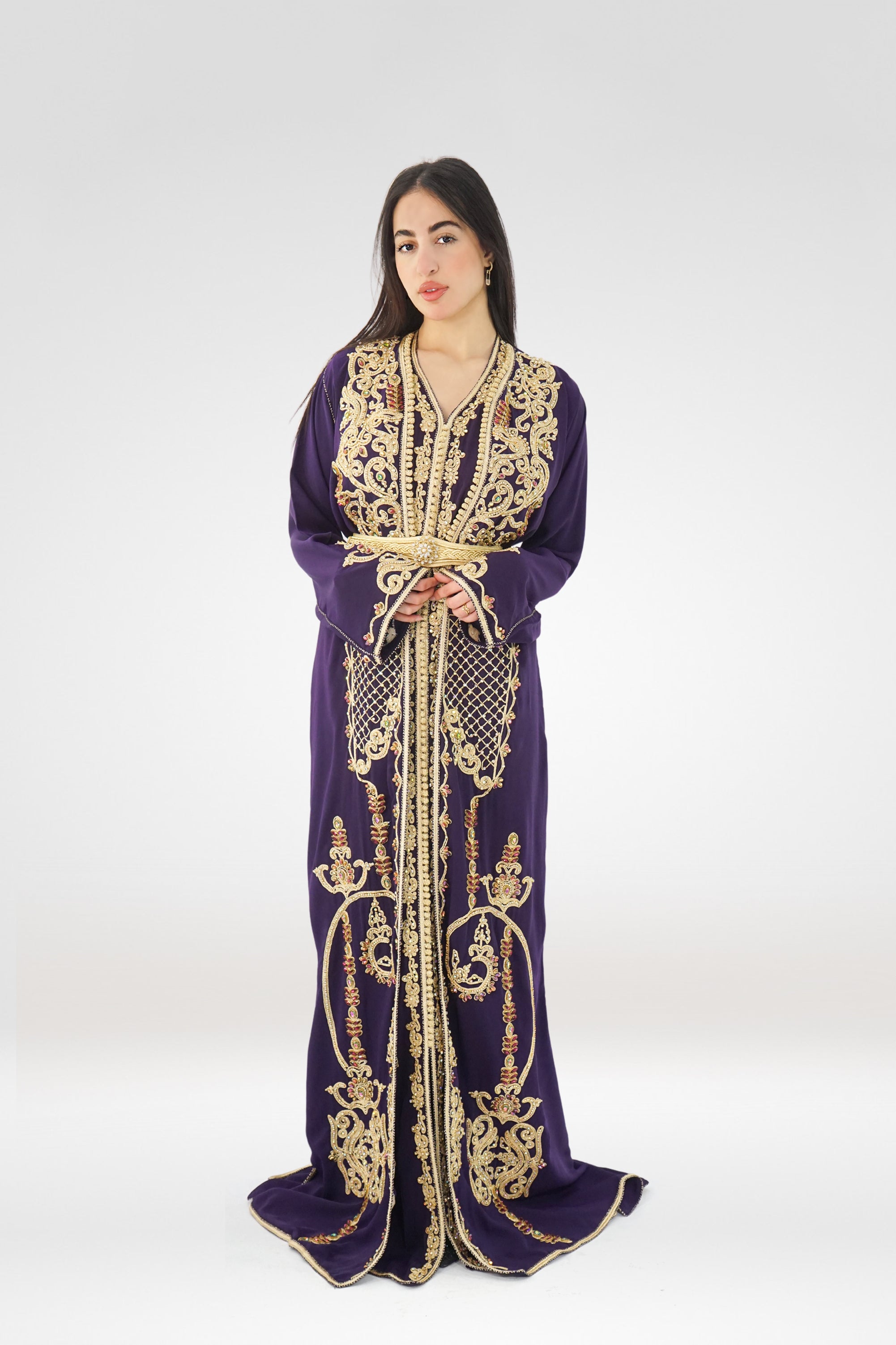 Royal Purple Takhsita with Golden Embroidery