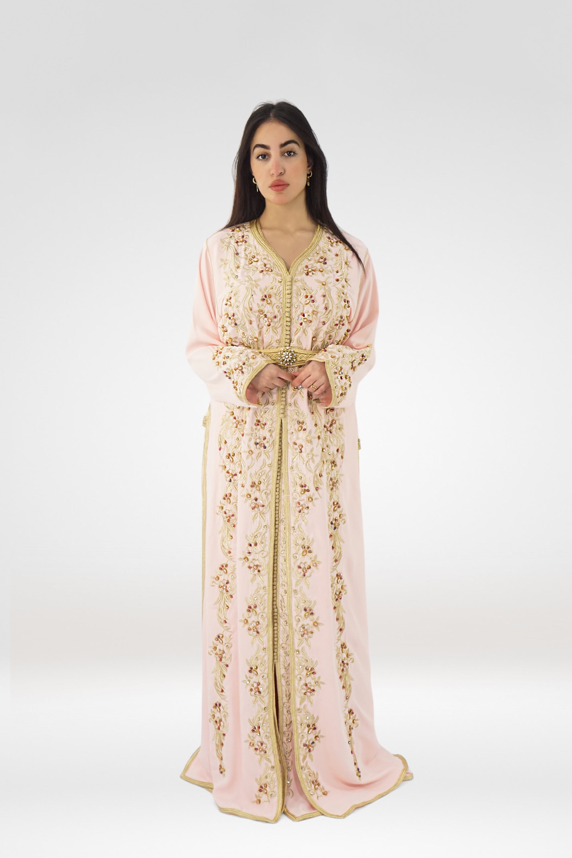 Baby Pink Takhsita with Golden Embroidery