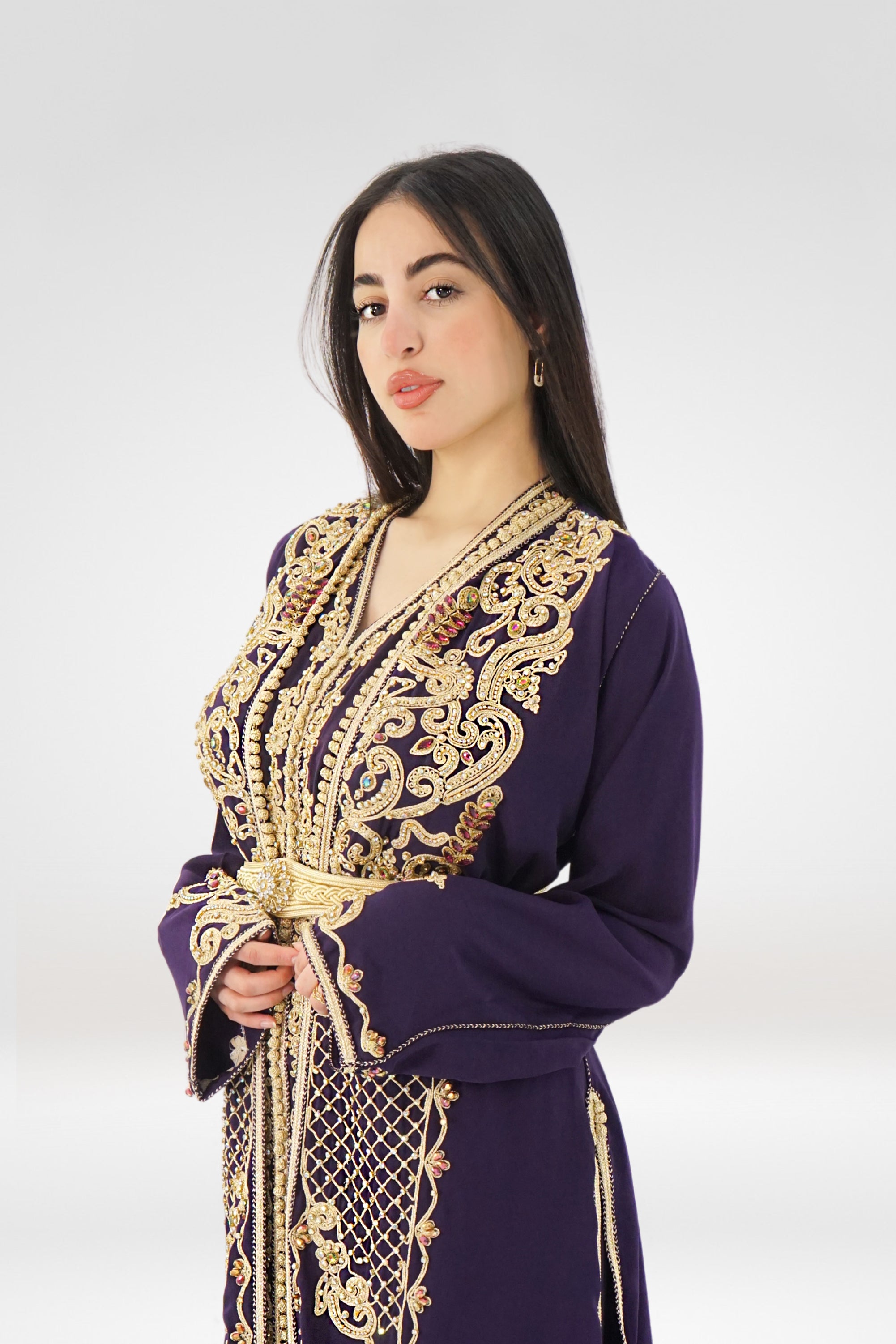 Royal Purple Takhsita with Golden Embroidery