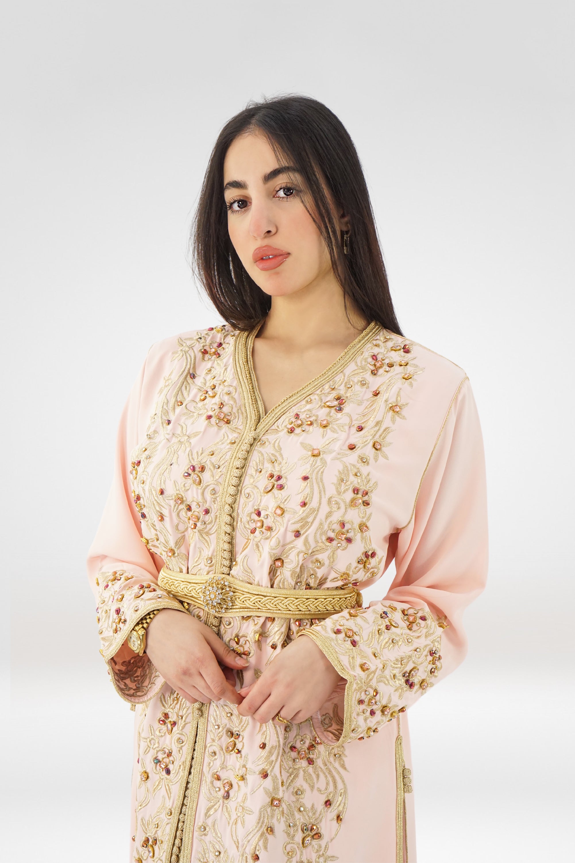 Baby Pink Takhsita with Golden Embroidery