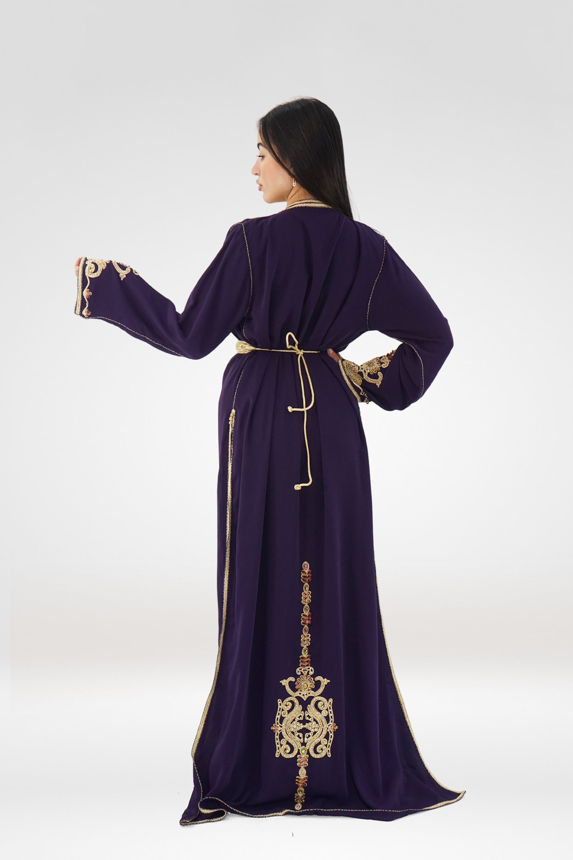 Royal Purple Takhsita with Golden Embroidery