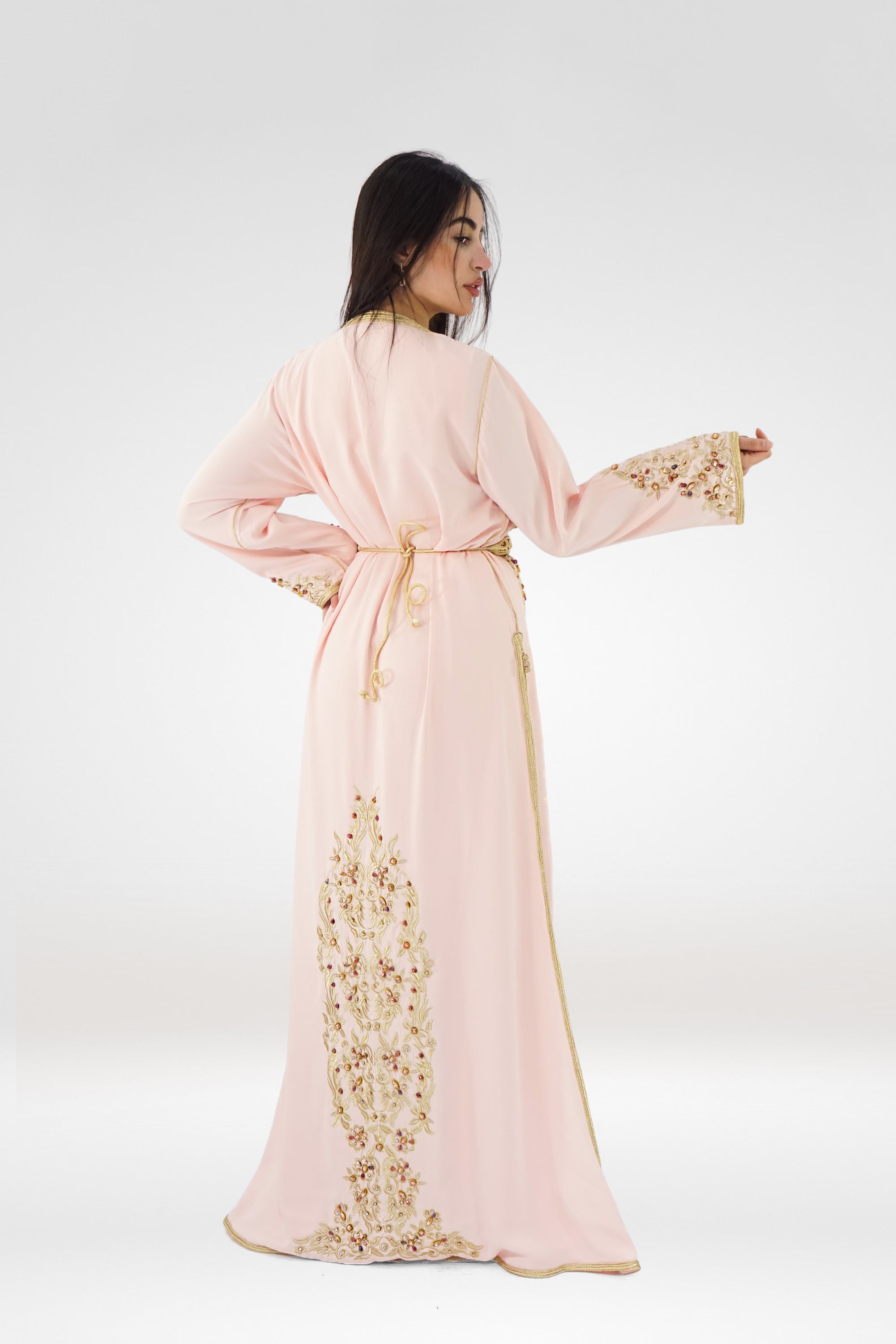 Baby Pink Takhsita with Golden Embroidery