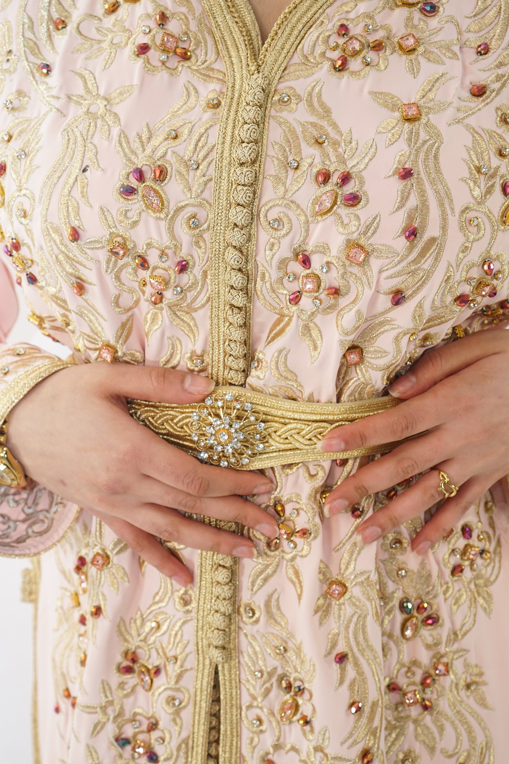 Baby Pink Takhsita with Golden Embroidery