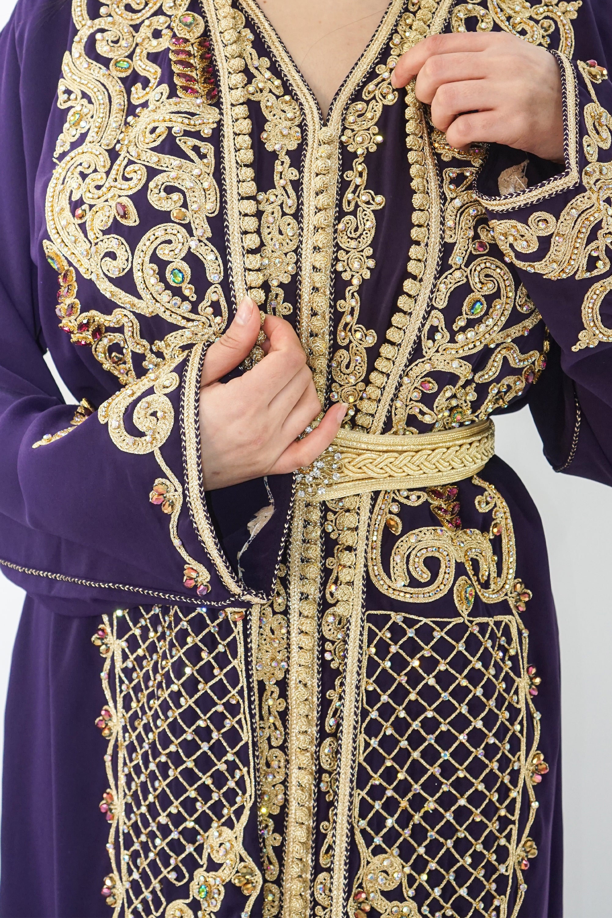 Royal Purple Takhsita with Golden Embroidery