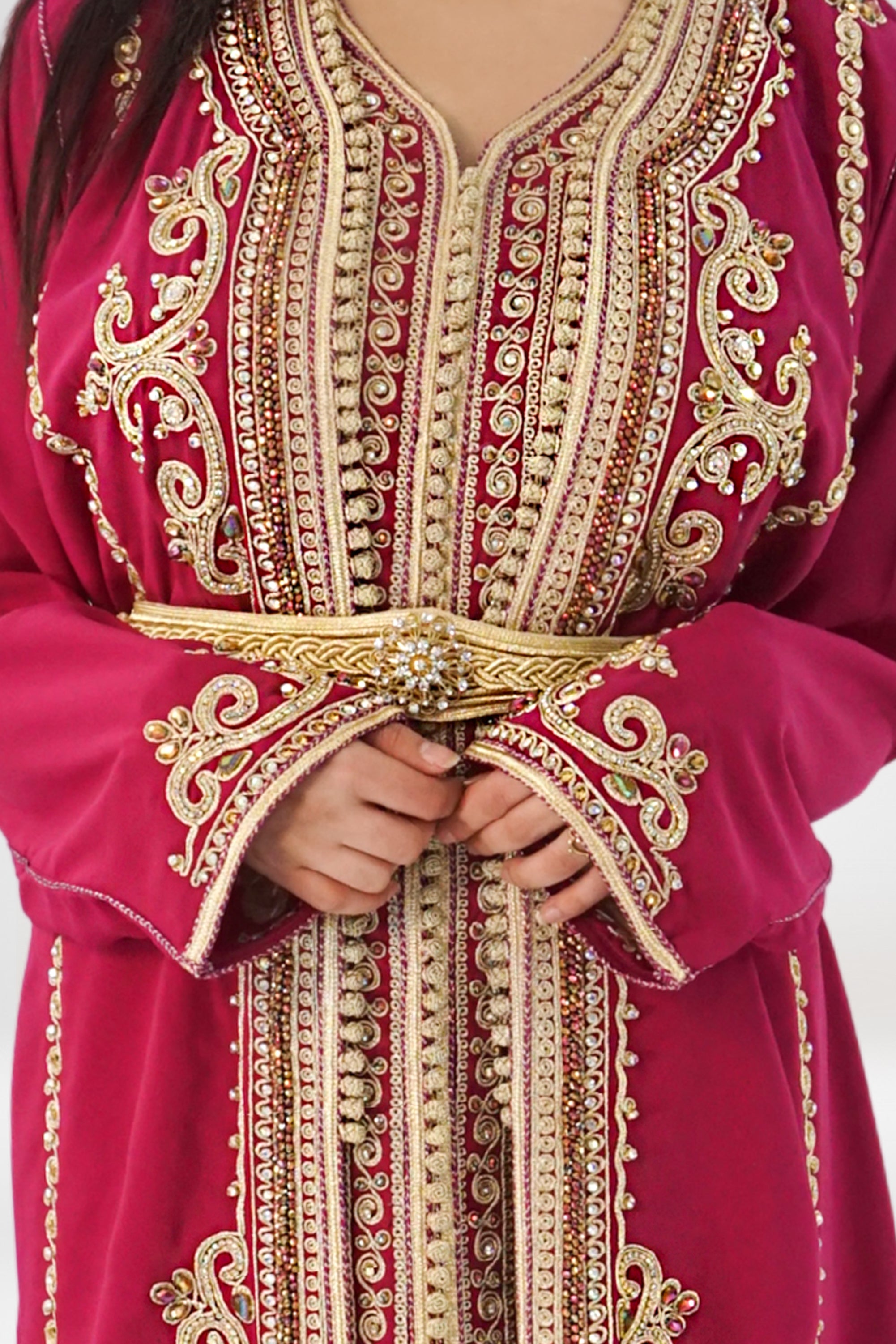 Luxury Magenta Takhsita with Golden Embroidery