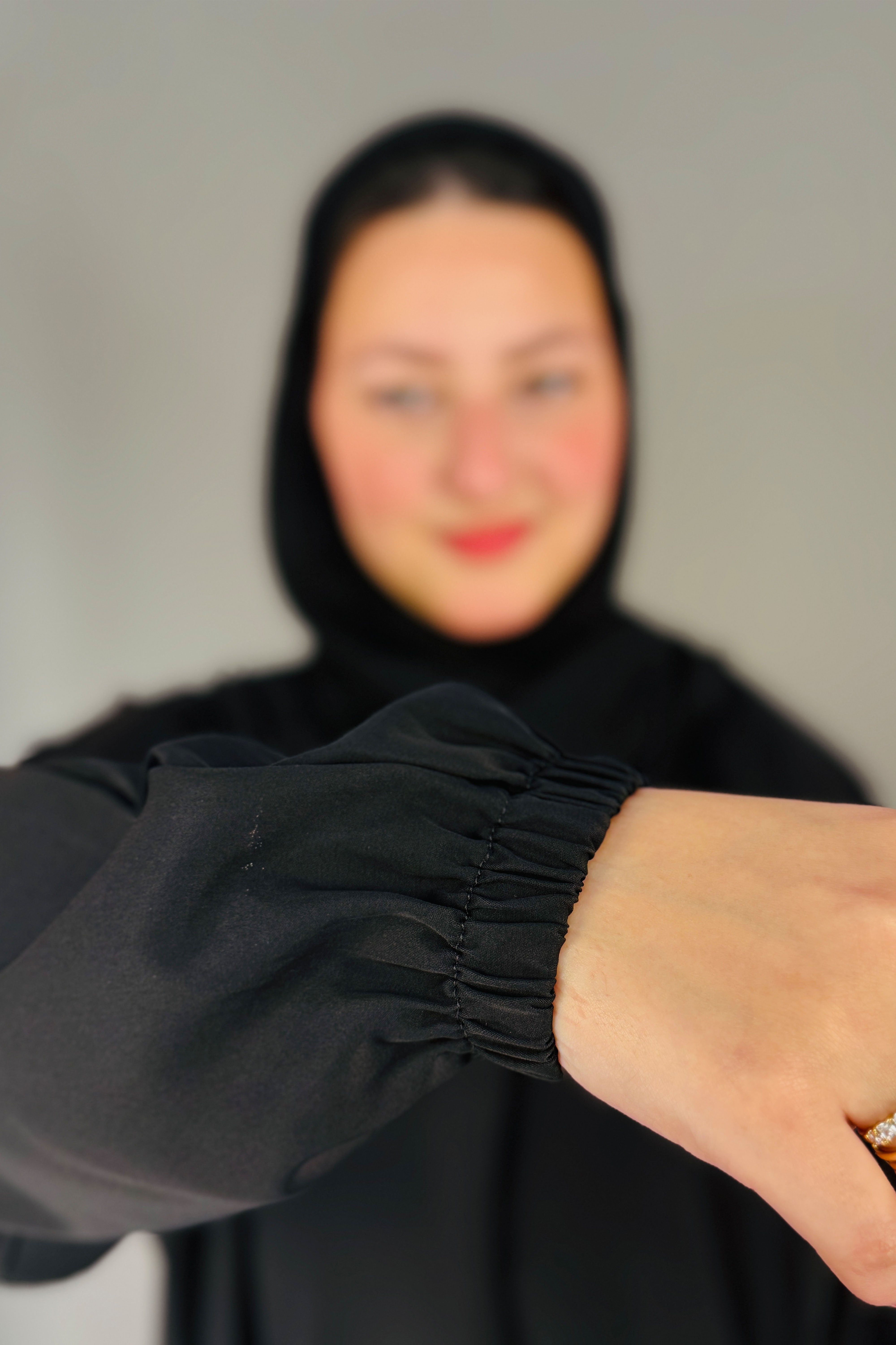 One Button Plain Abaya – Black | Nida Fabric with Matching Scarf