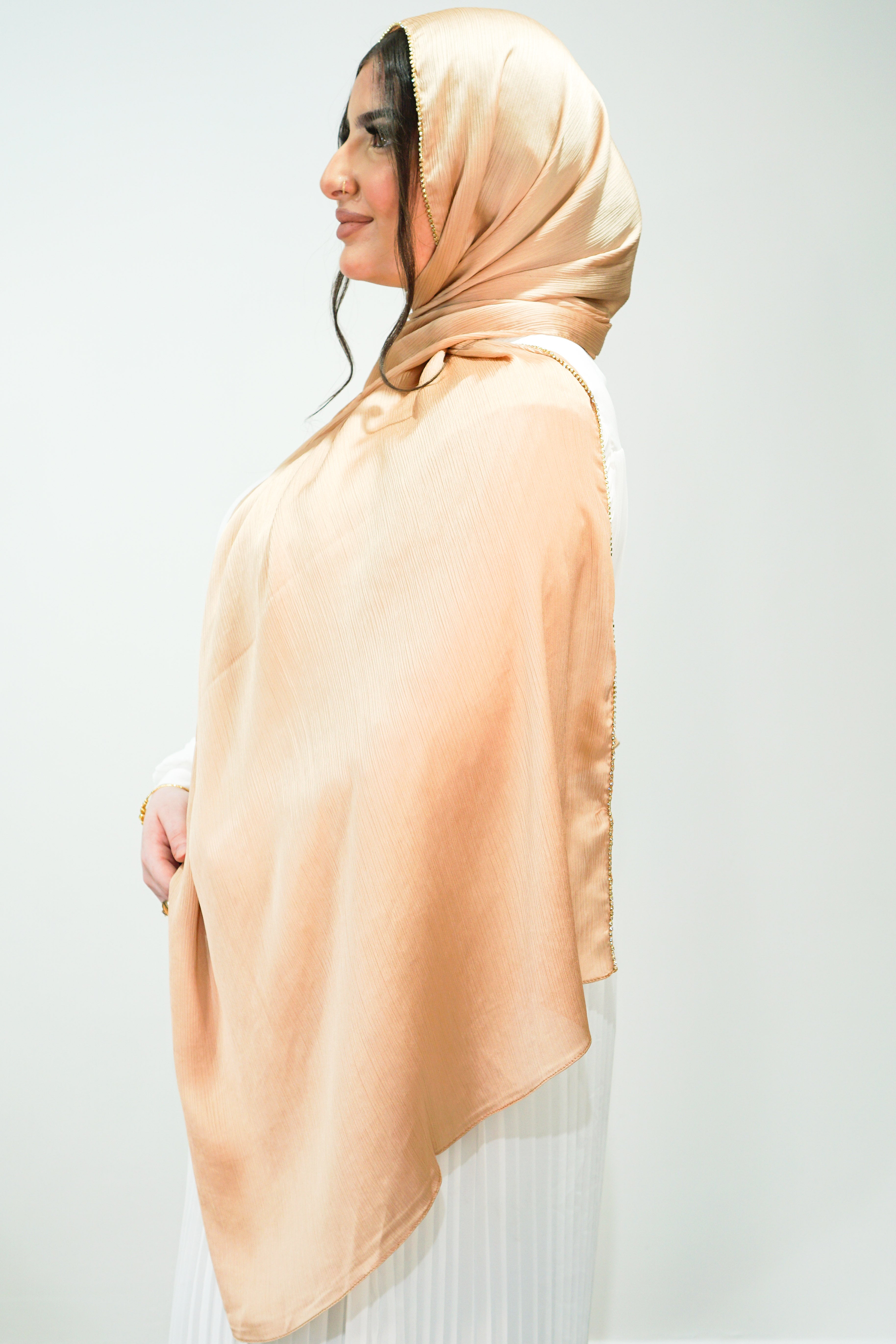 Crinkle Scarf with Stone Lace