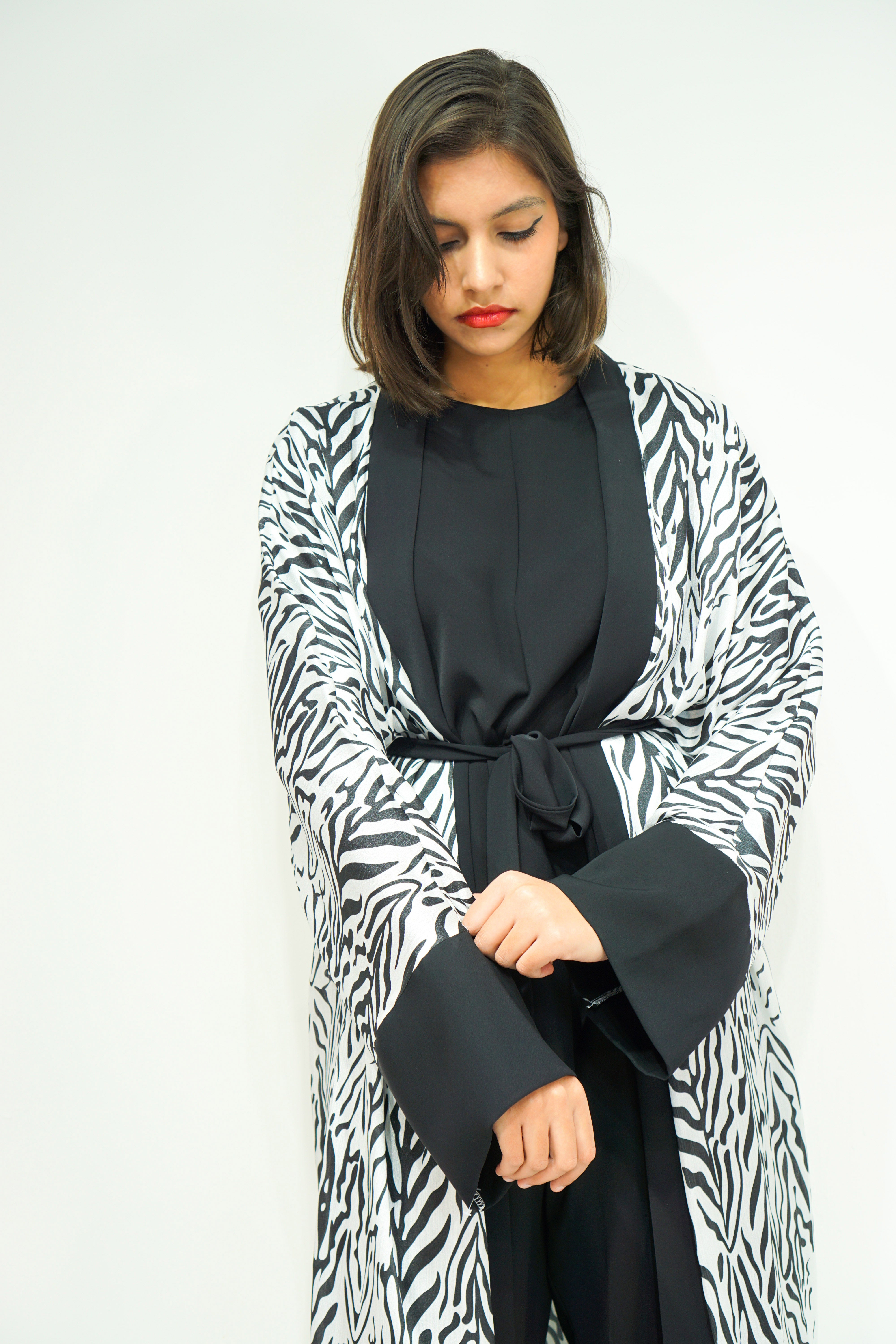 Zebra Print Kimono Jumpsuit
