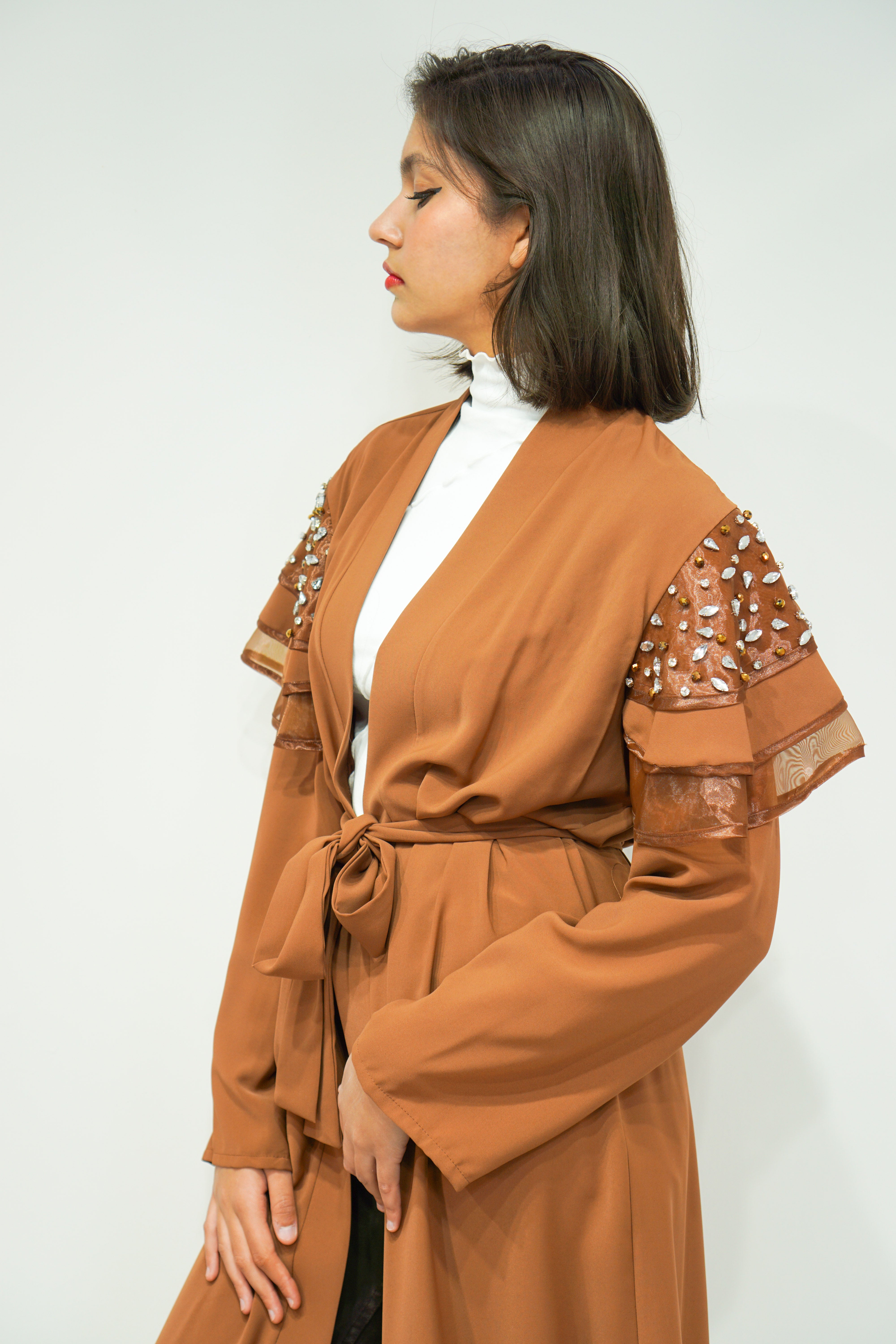 Kimono Set with Exquisite Diamond Work on Arms