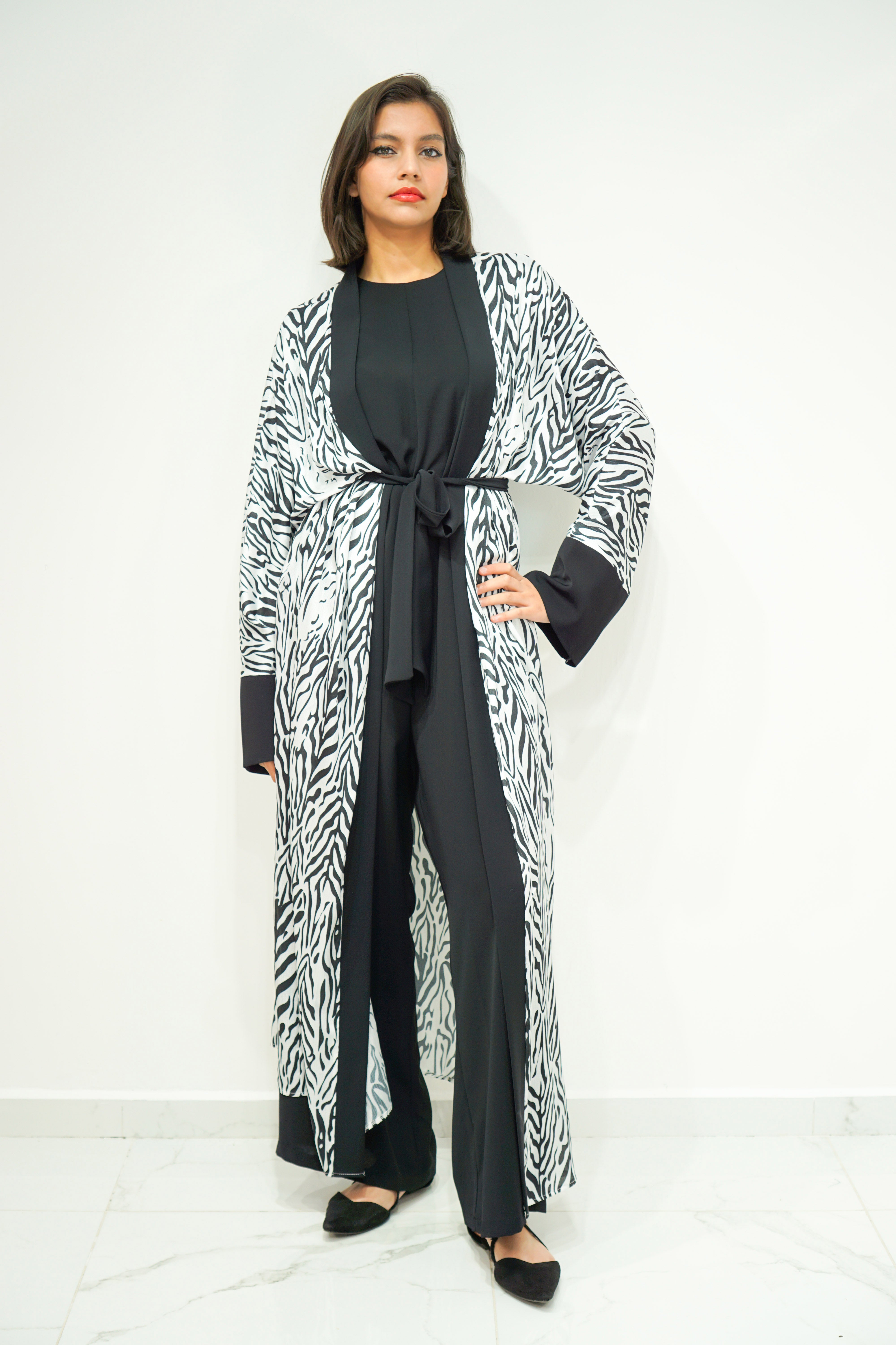 Zebra Print Kimono Jumpsuit