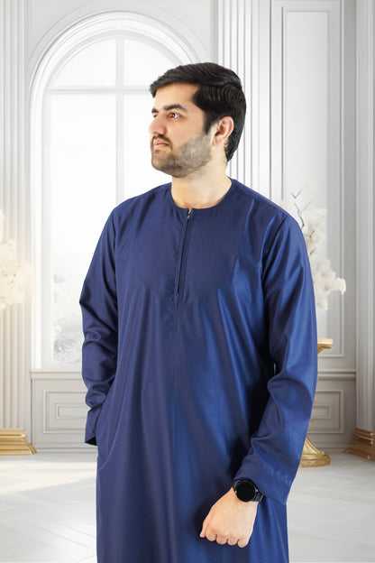 Elegant Blue Emirati Thobe – Matte Finish