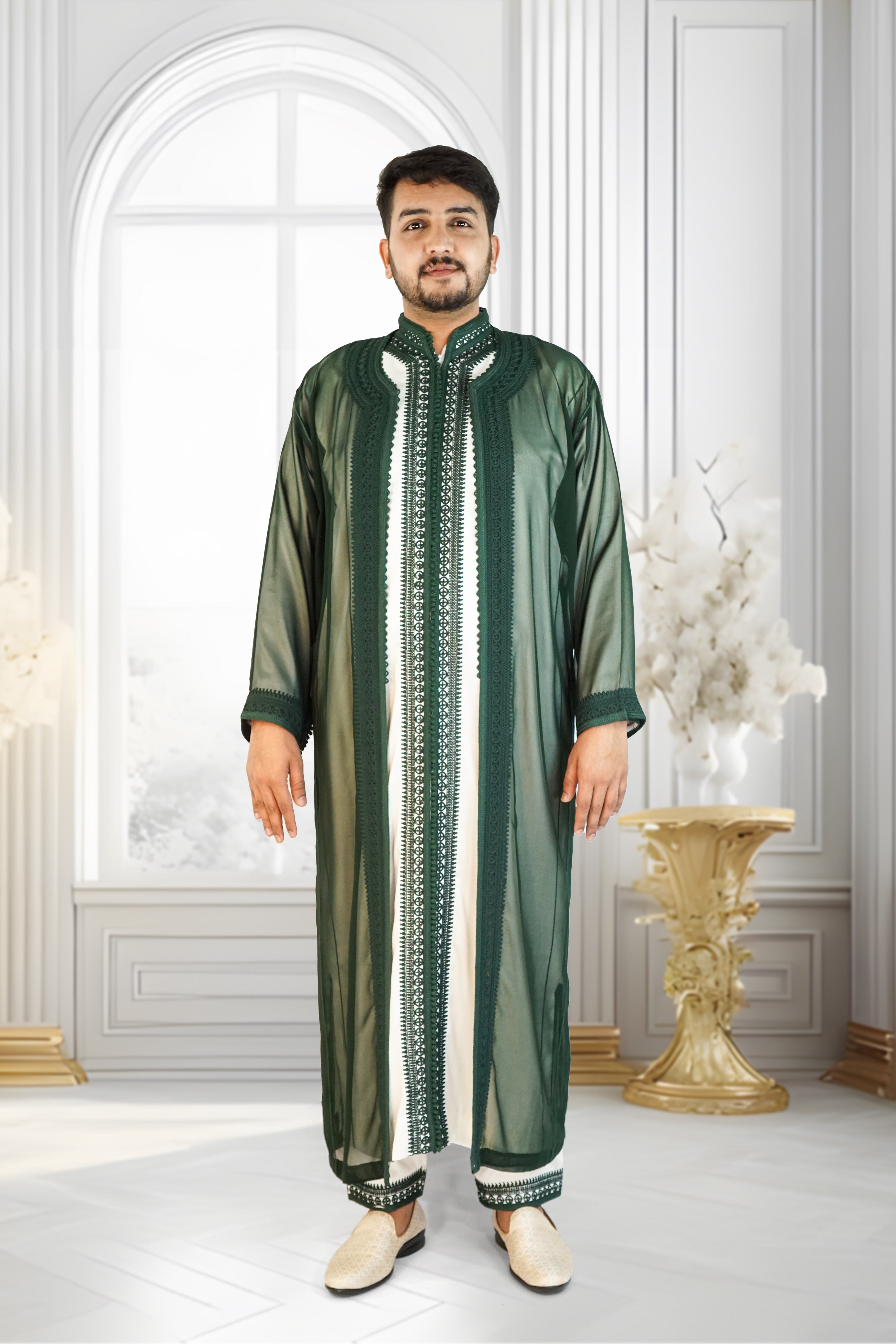 Men’s Green Jabador – Elegant Traditional Moroccan Style Outfit