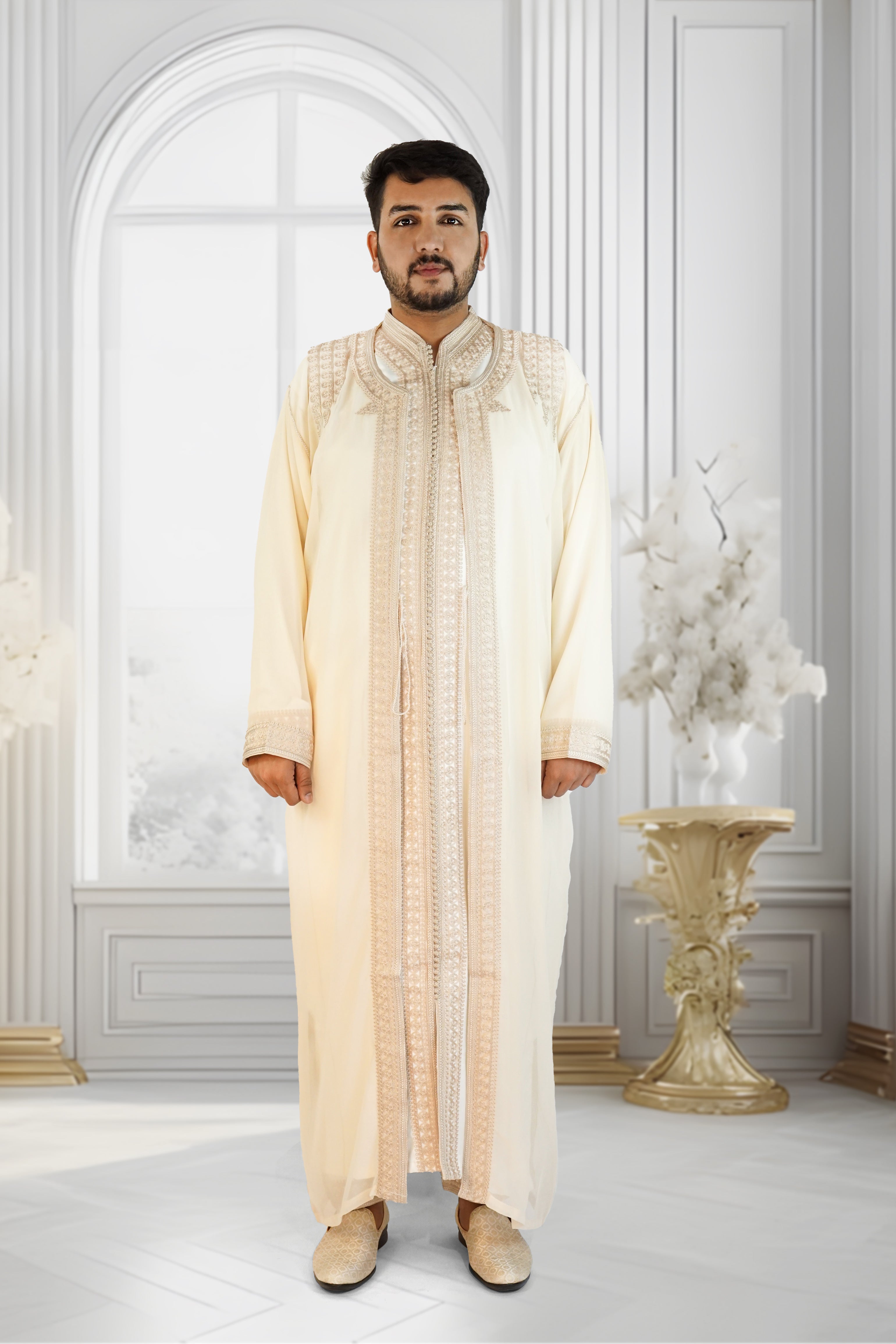 Men’s Beige Jabador – Elegant Traditional Moroccan Style Outfit