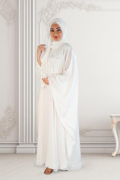 Dubai Style Embroidered Kaftan White