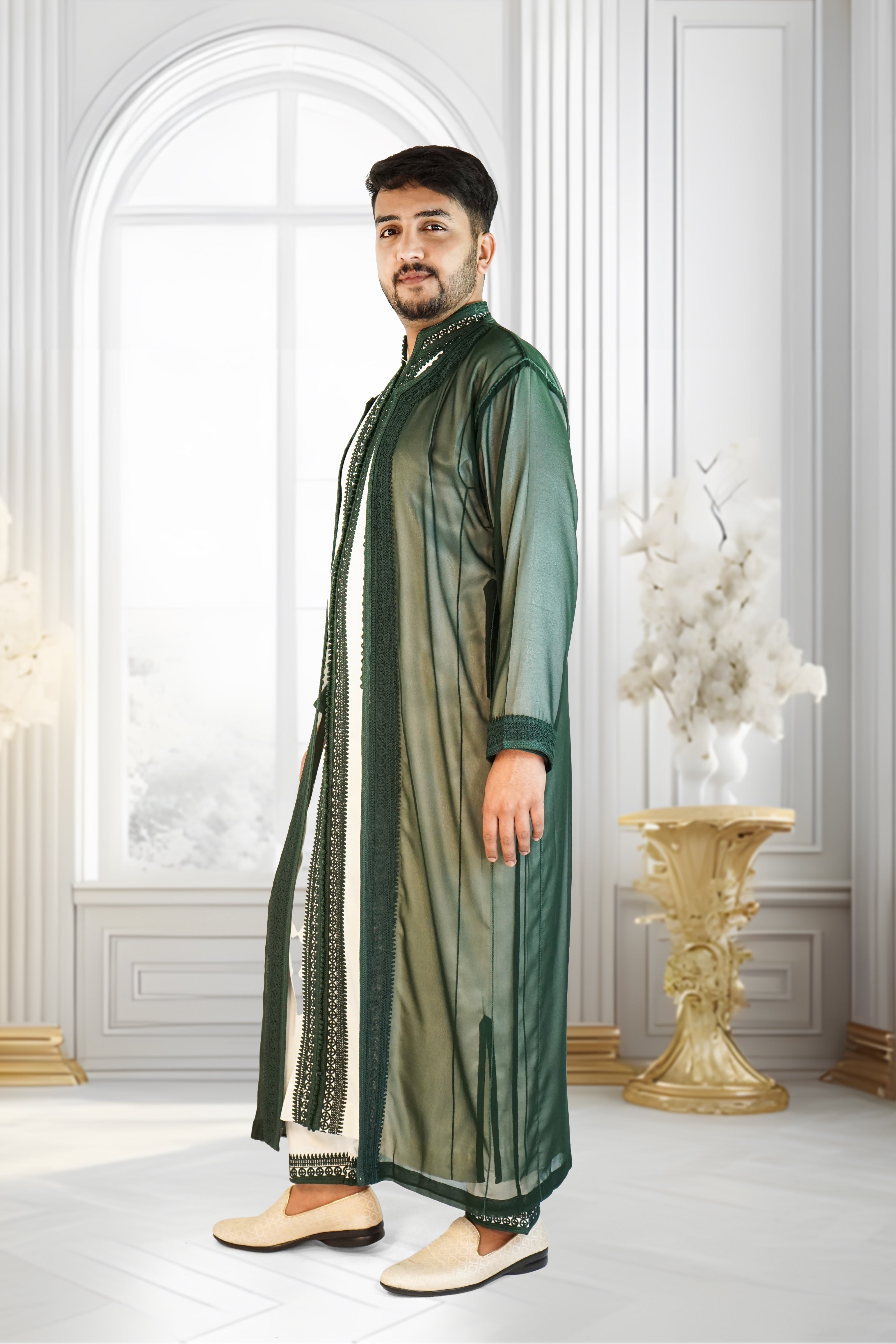 Men’s Green Jabador – Elegant Traditional Moroccan Style Outfit