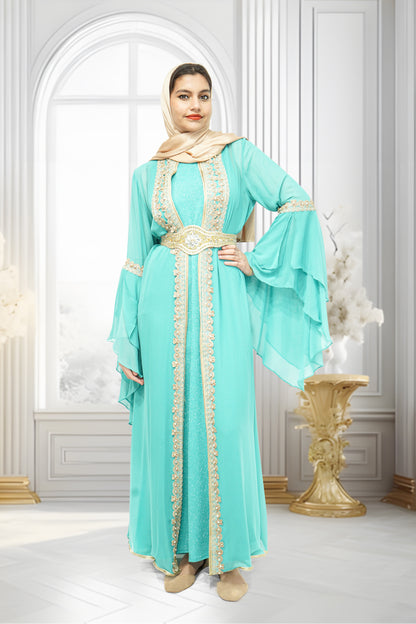 Mermaid Embroidery Turkish Dress Pastel