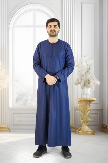 Elegant Blue Emirati Thobe – Matte Finish