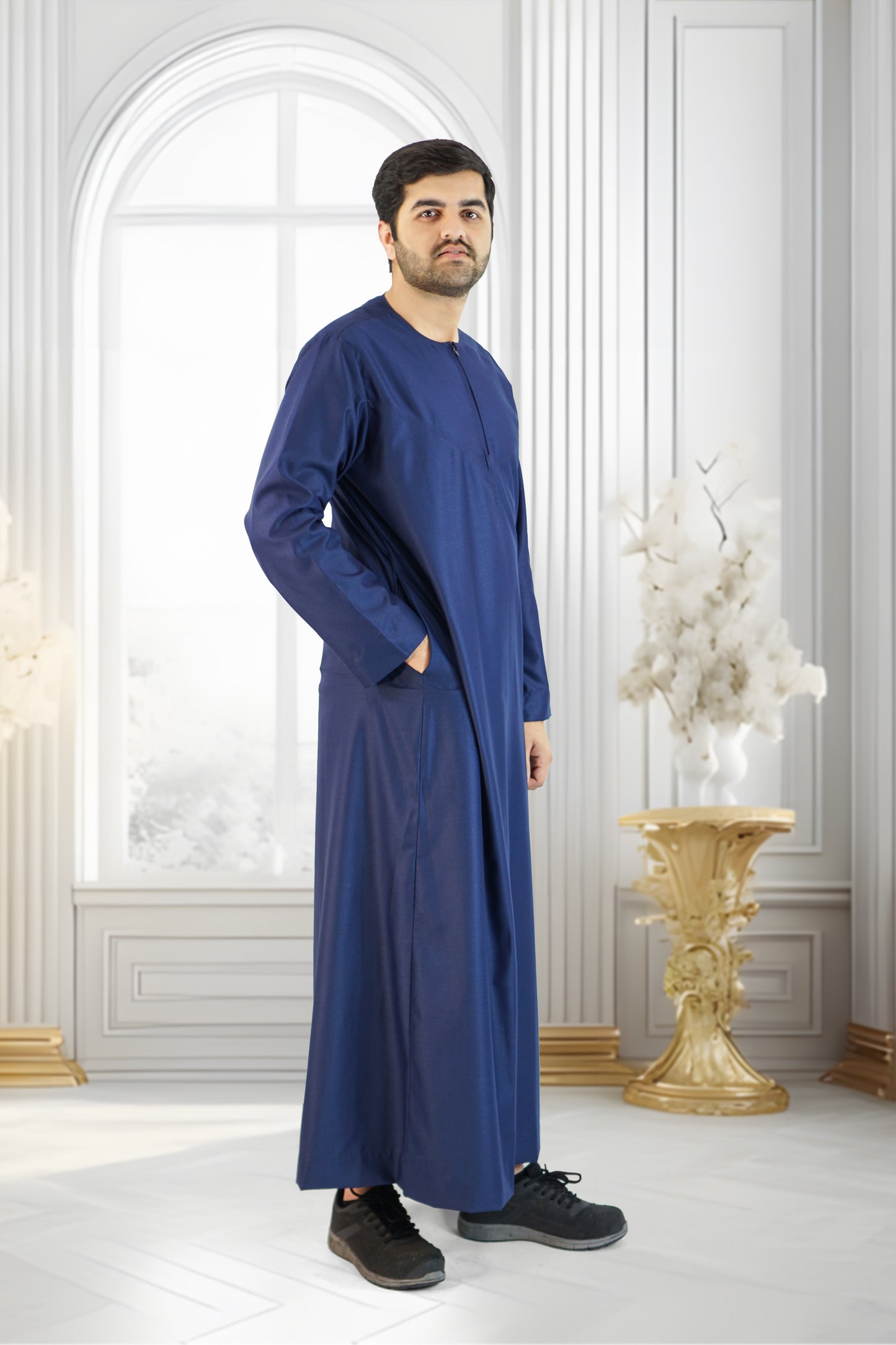 Elegant Blue Emirati Thobe – Matte Finish