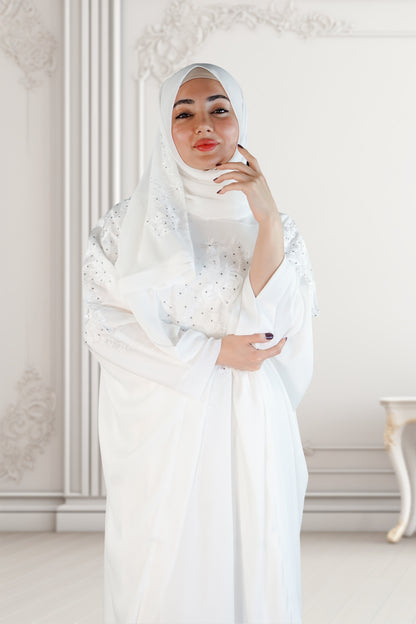 Dubai Style Embroidered Kaftan White