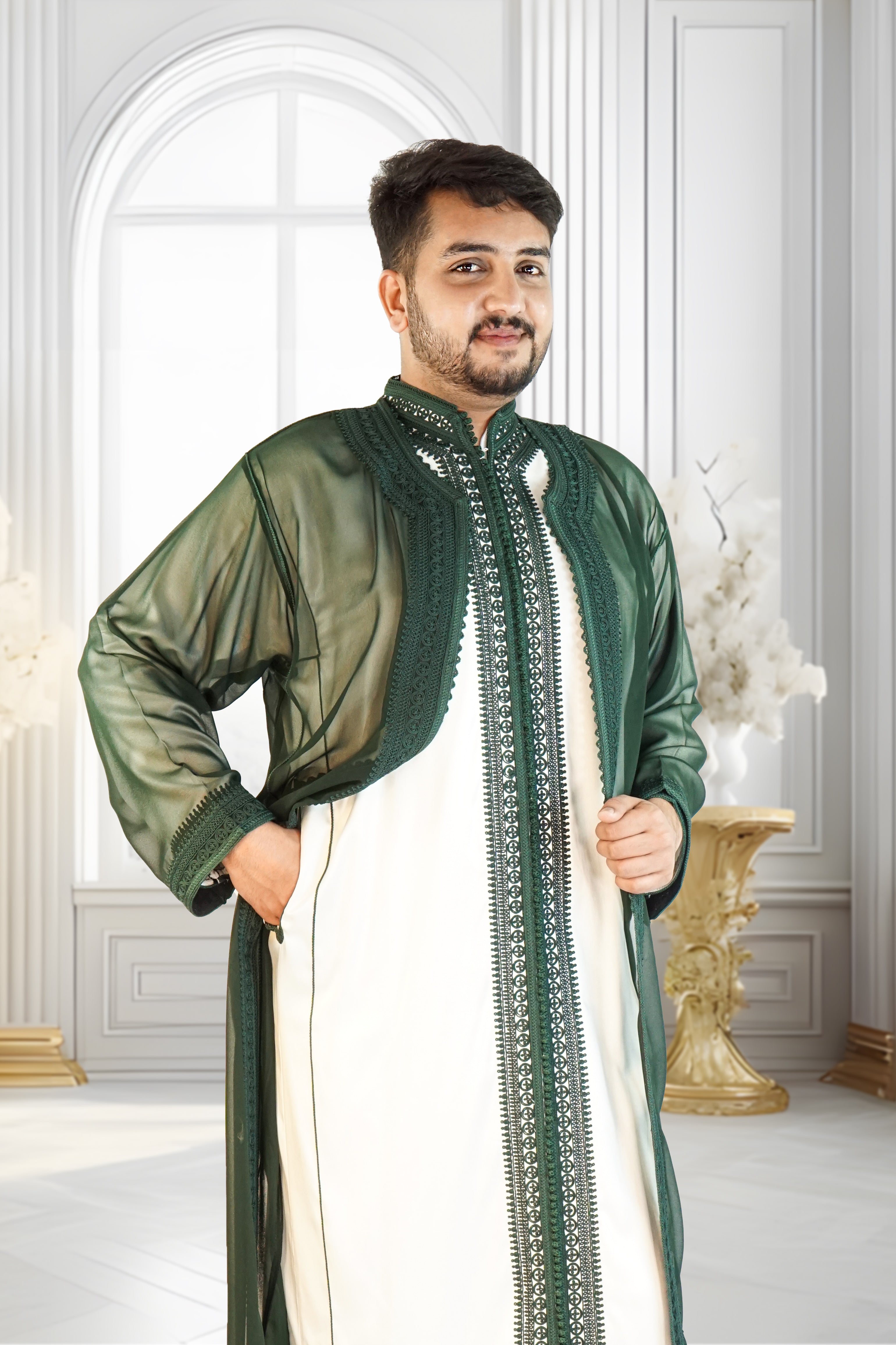 Men’s Green Jabador – Elegant Traditional Moroccan Style Outfit