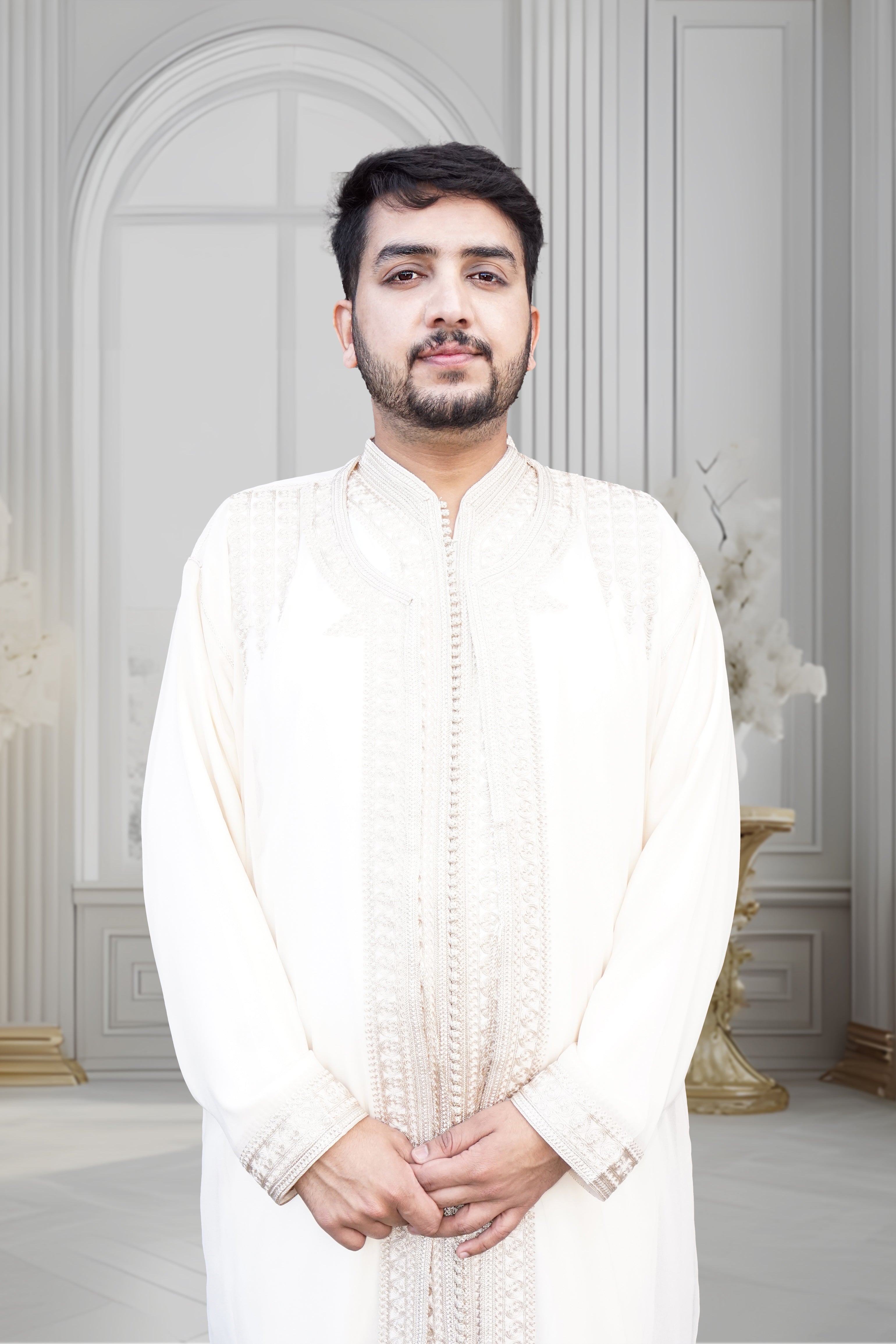 Men’s White Jabador – Elegant Traditional Moroccan Style Outfit