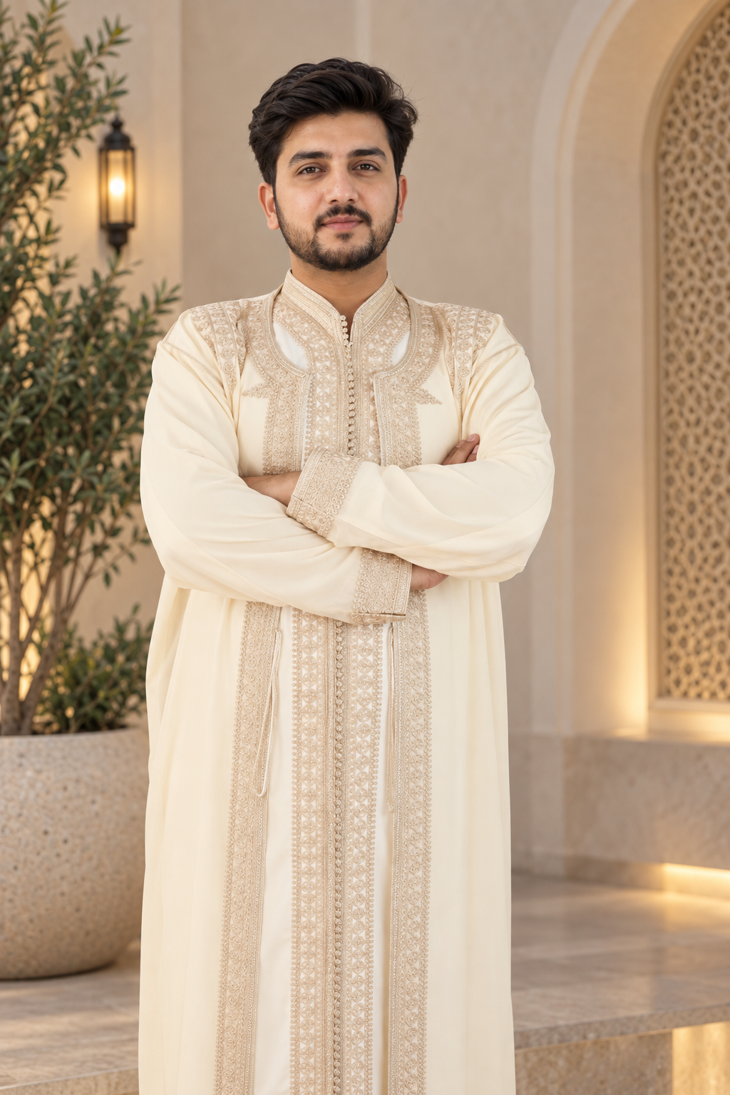 Men’s Beige Jabador – Elegant Traditional Moroccan Style Outfit