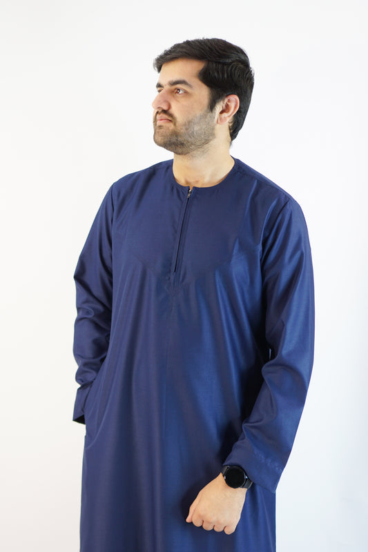 Elegant Blue Emirati Thobe – Matte Finish