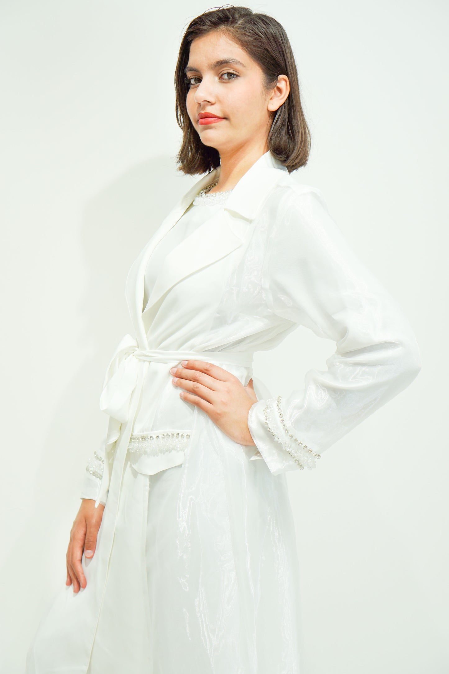 Bodysuit With White Organza Kimono