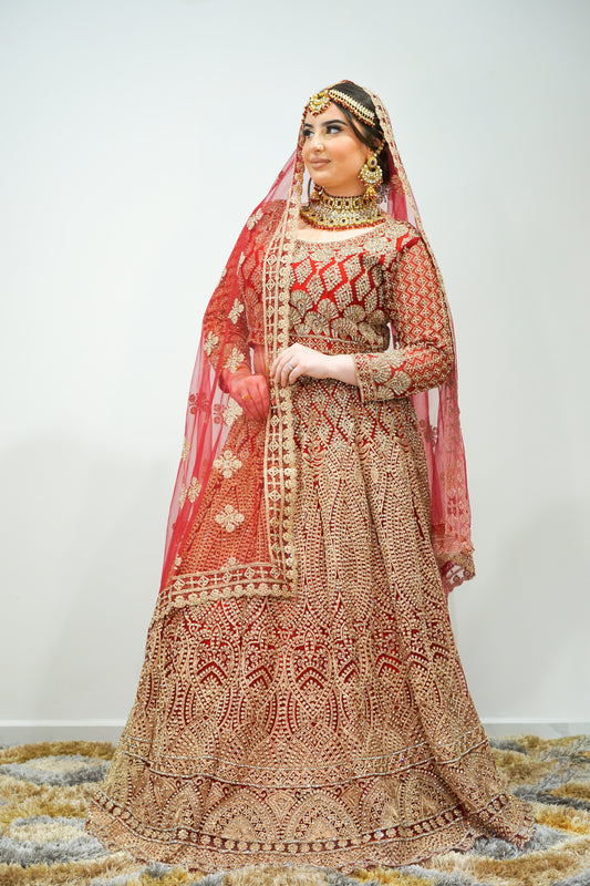 Bridal Lehenga Set with Exquisite Zari Stone Embellished Blouse Top