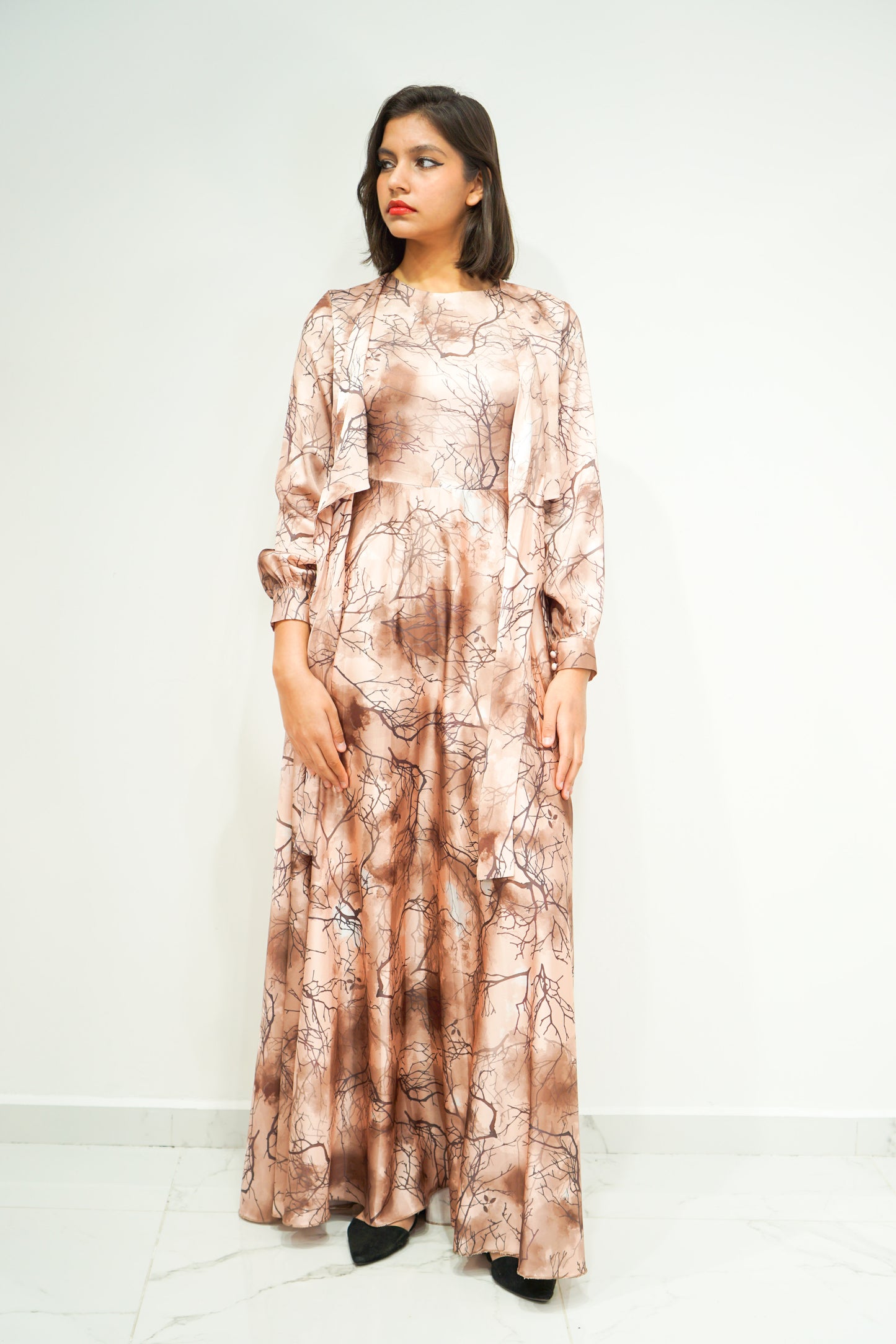 Silk Printed Floral Midi Dress