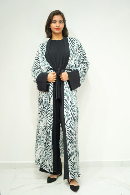 Zebra Print Kimono Jumpsuit