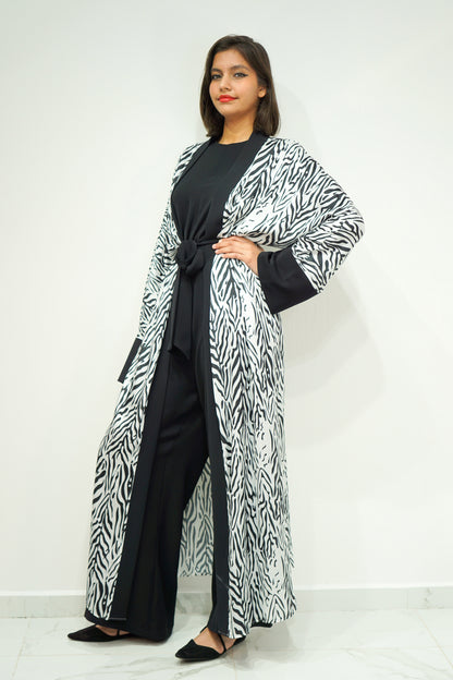 Zebra Print Kimono Jumpsuit