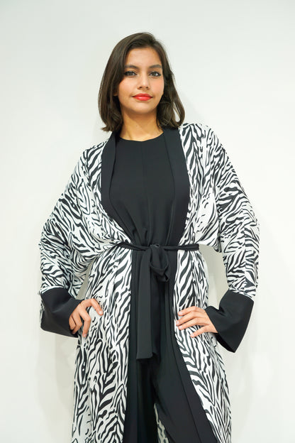 Zebra Print Kimono Jumpsuit