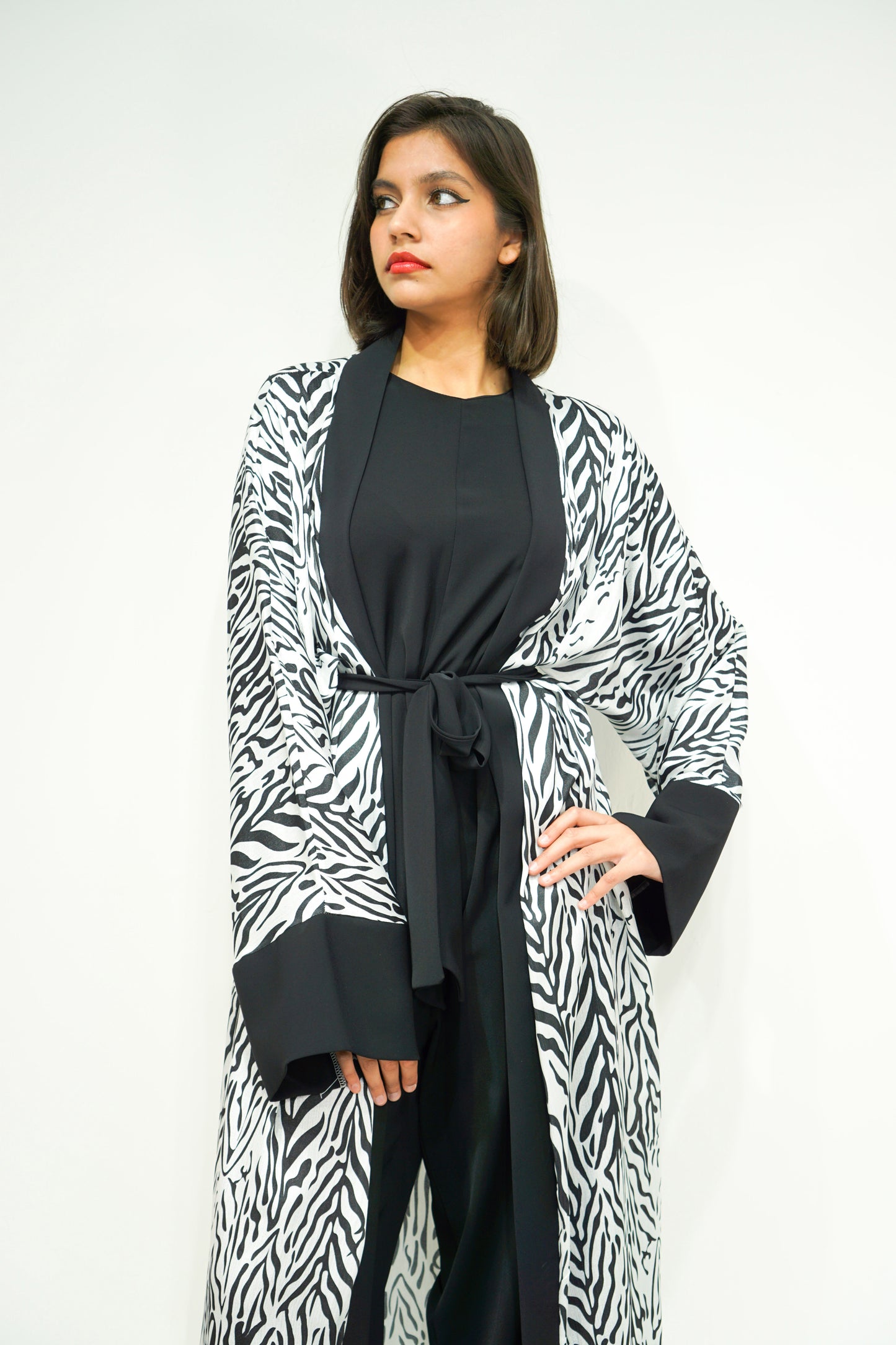 Zebra Print Kimono Jumpsuit