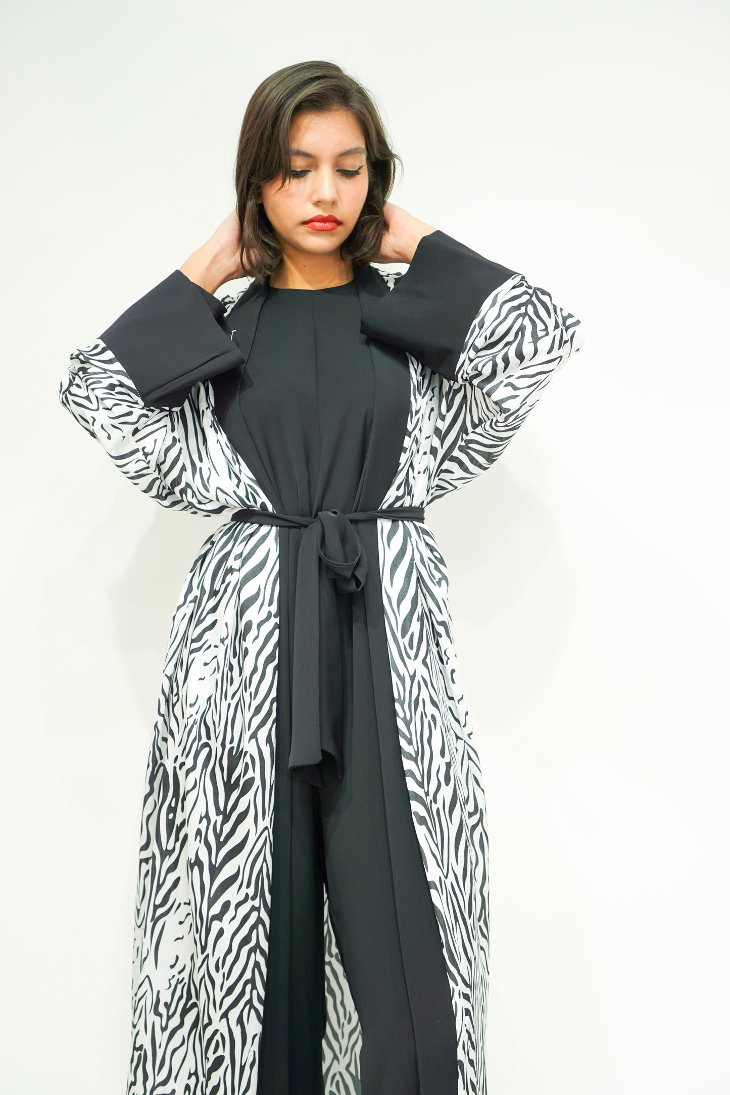 Zebra Print Kimono Jumpsuit