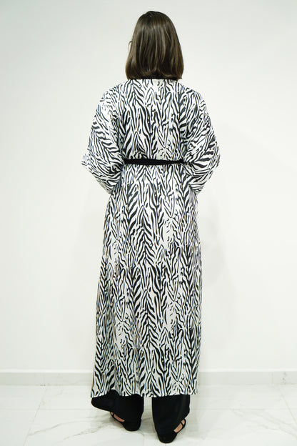 Zebra Print Kimono Jumpsuit