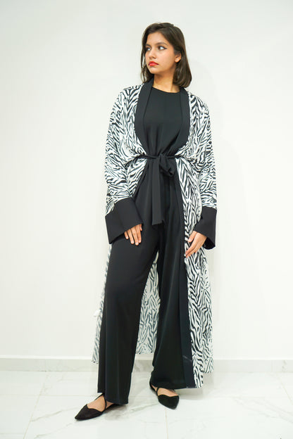 Zebra Print Kimono Jumpsuit