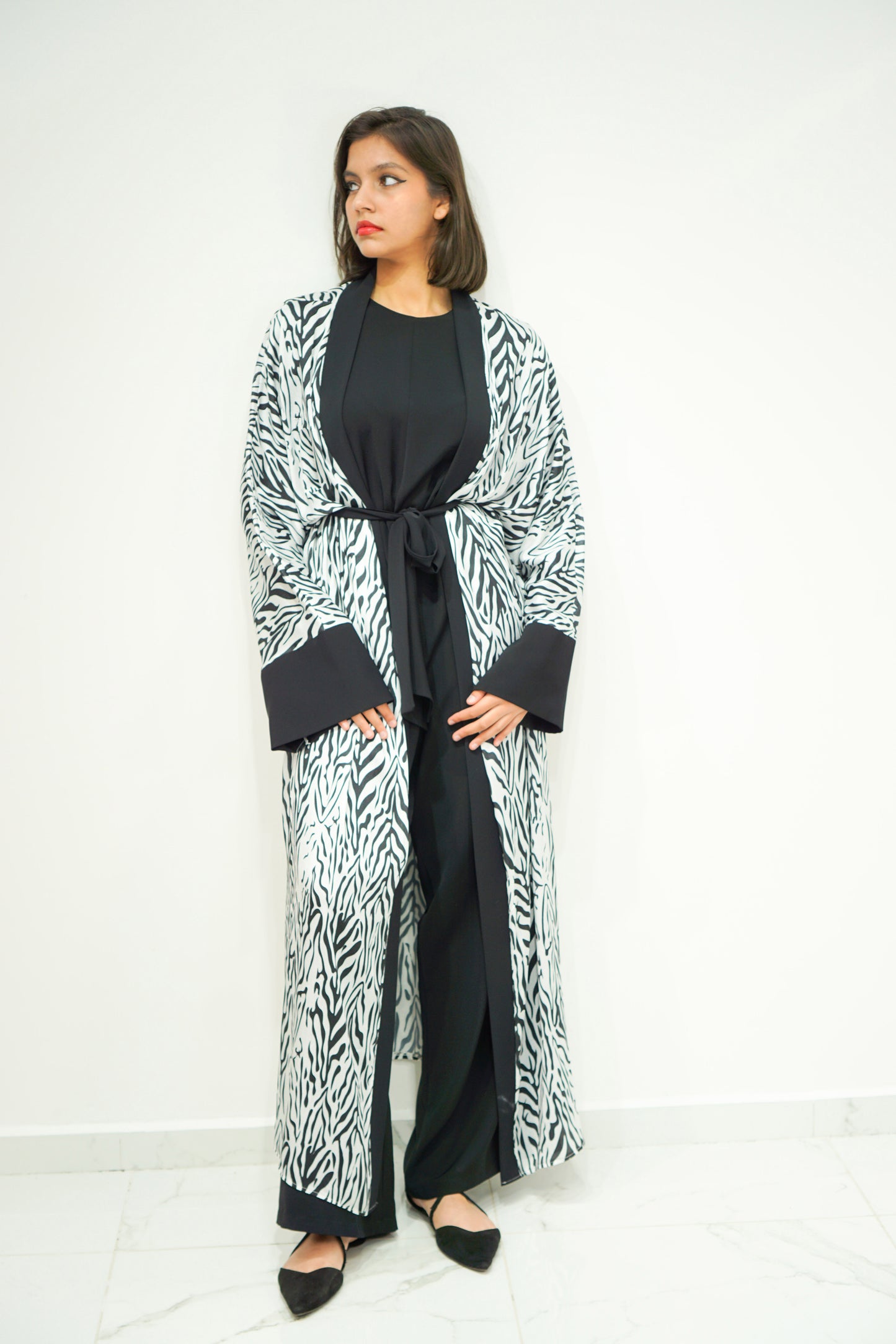 Zebra Print Kimono Jumpsuit