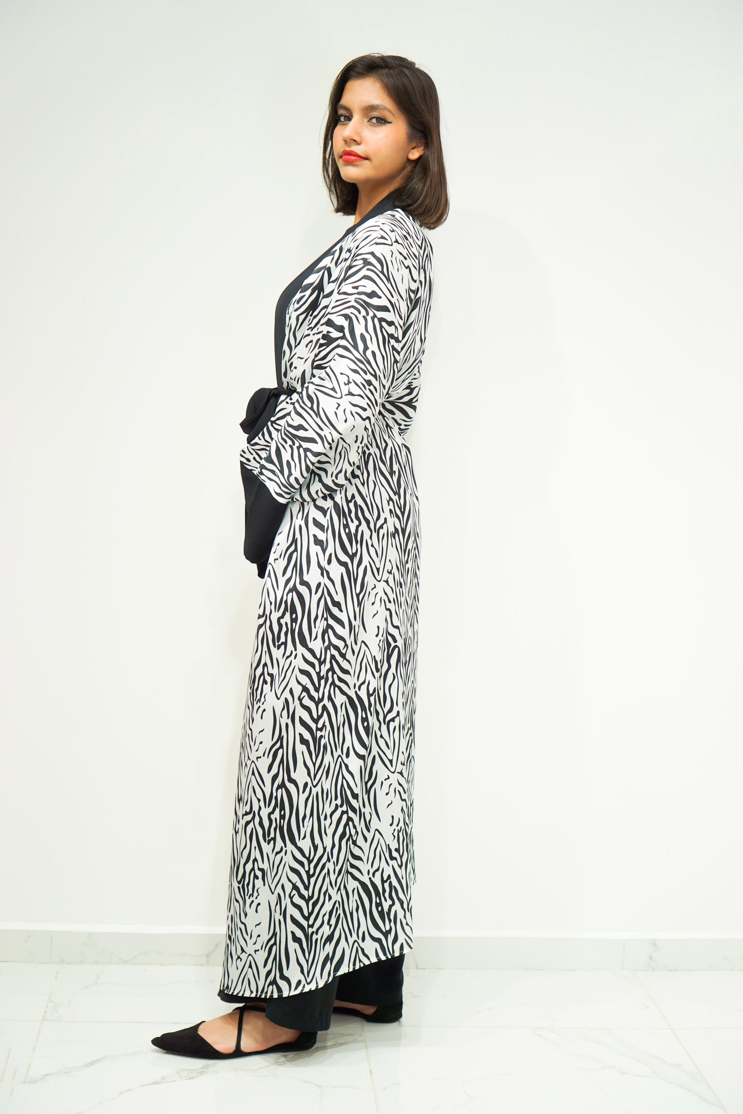 Zebra Print Kimono Jumpsuit