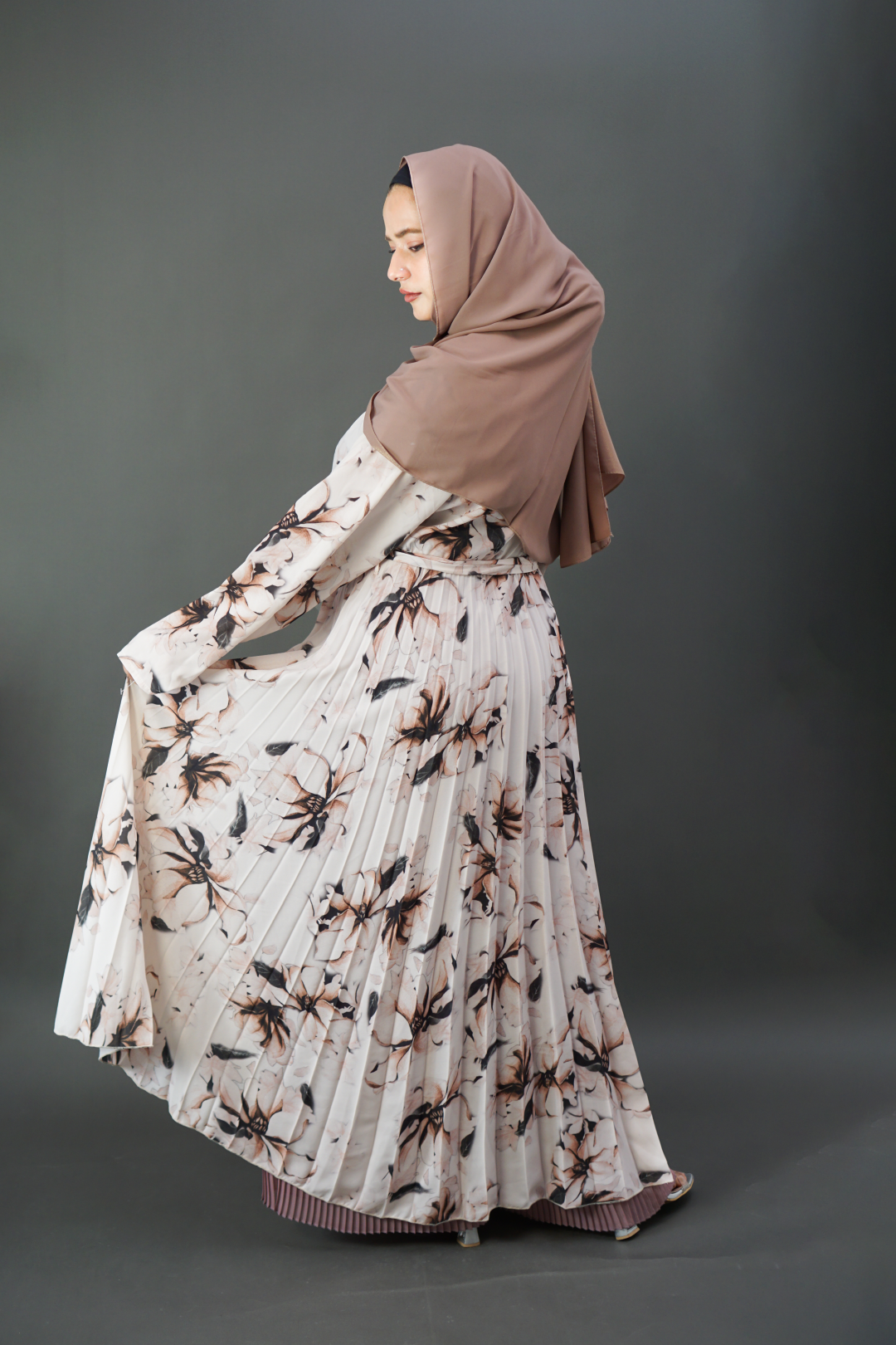 Premium Floral Half Button Abaya