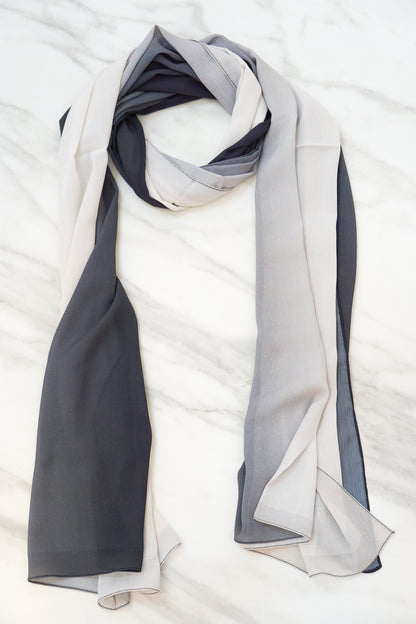 Chic Double-Shaded Ribbed Chiffon Scarf Mixed Colour