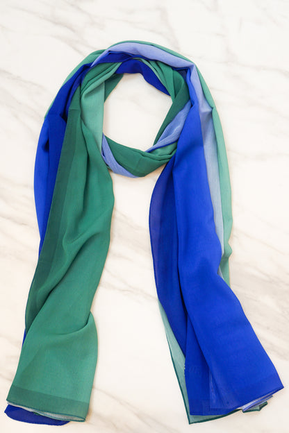 Chic Double-Shaded Ribbed Chiffon Scarf Mixed Colour