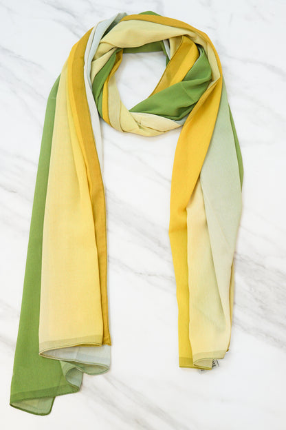 Chic Double-Shaded Ribbed Chiffon Scarf Mixed Colour