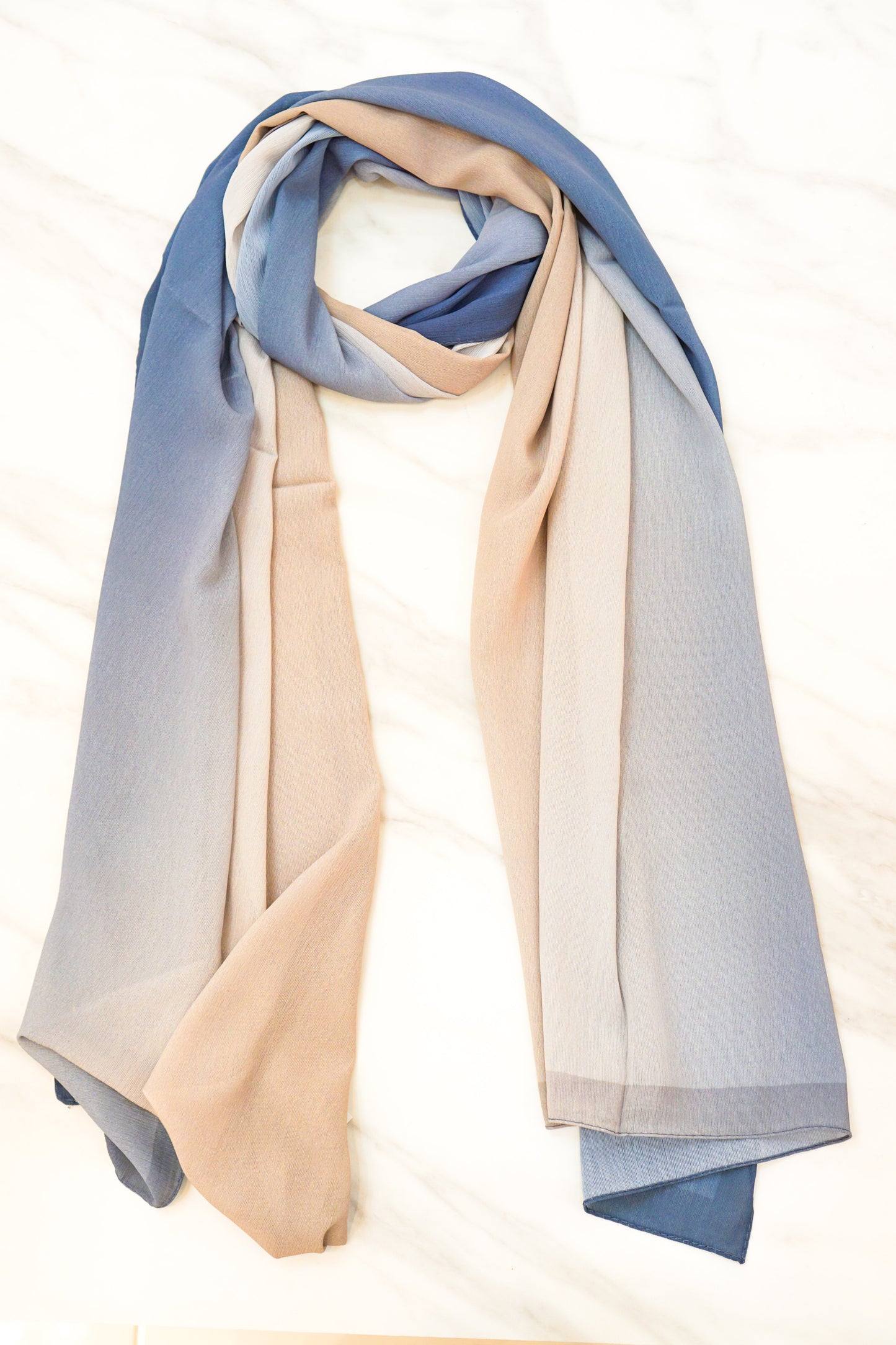 Chic Double-Shaded Ribbed Chiffon Scarf Mixed Colour