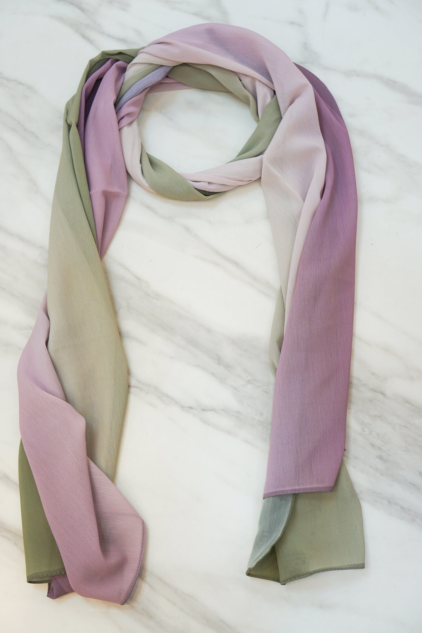 Chic Double-Shaded Ribbed Chiffon Scarf Mixed Colour