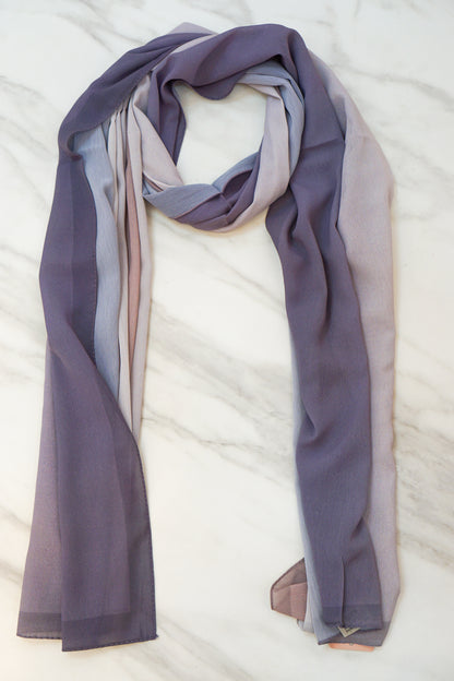 Chic Double-Shaded Ribbed Chiffon Scarf Mixed Colour