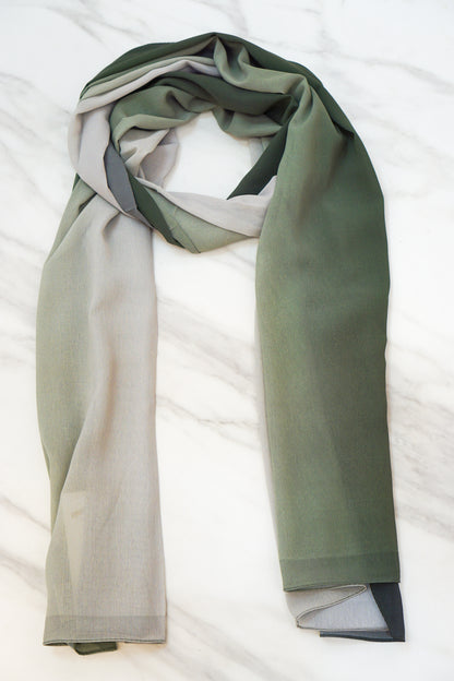 Chic Double-Shaded Ribbed Chiffon Scarf Mixed Colour