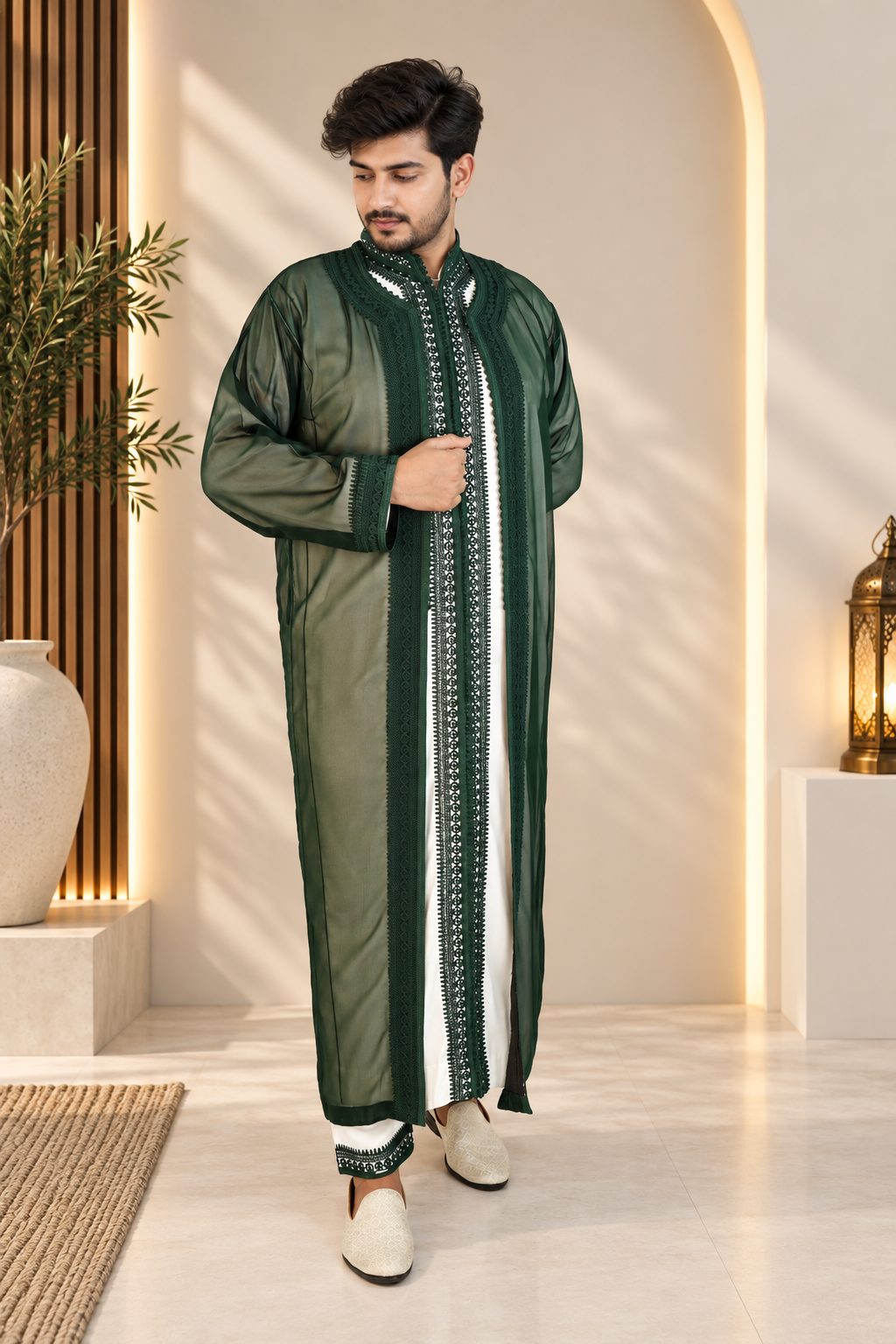 Men’s Green Jabador – Elegant Traditional Moroccan Style Outfit
