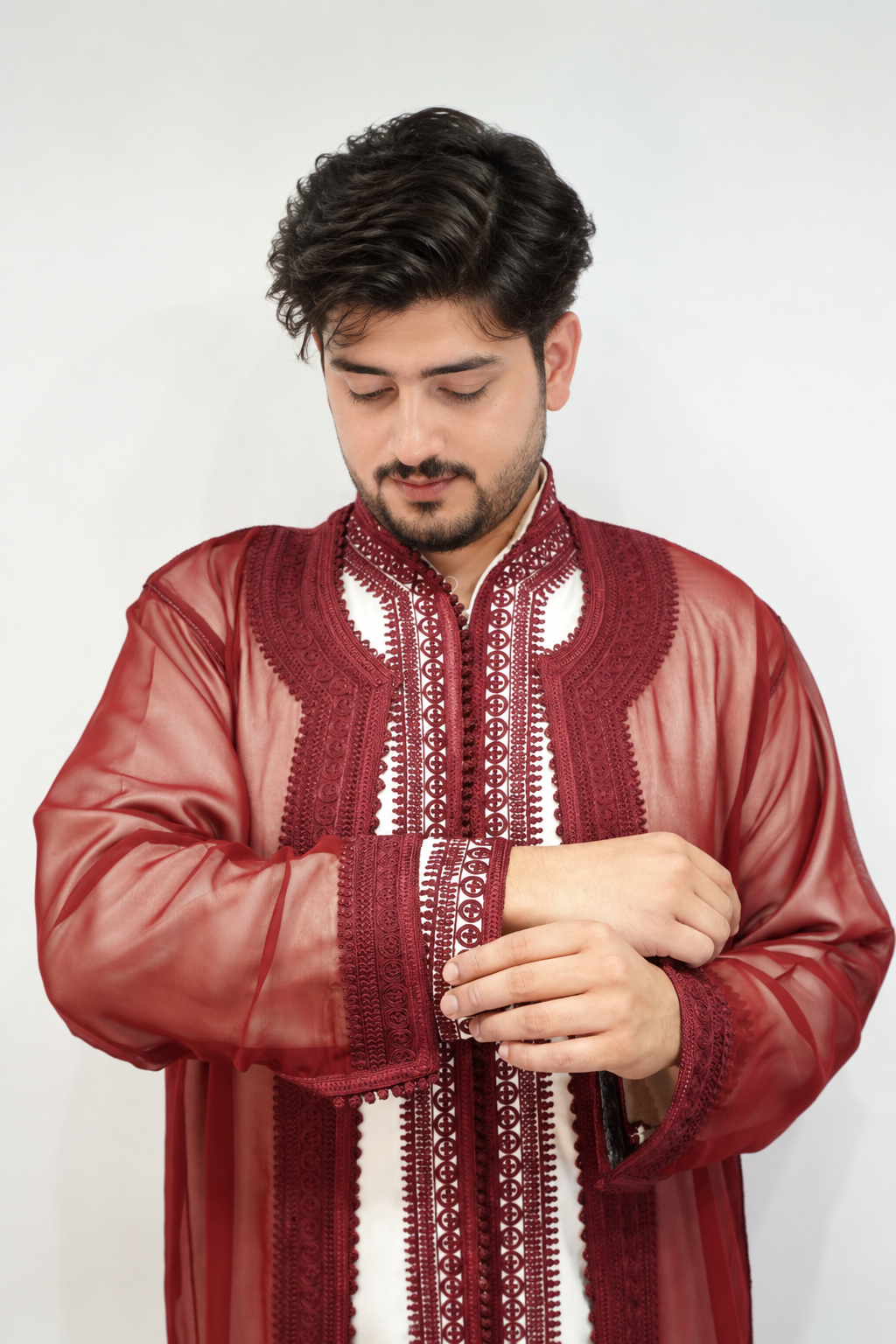 Men’s Maroon Jabador – Elegant Traditional Moroccan Style Outfit