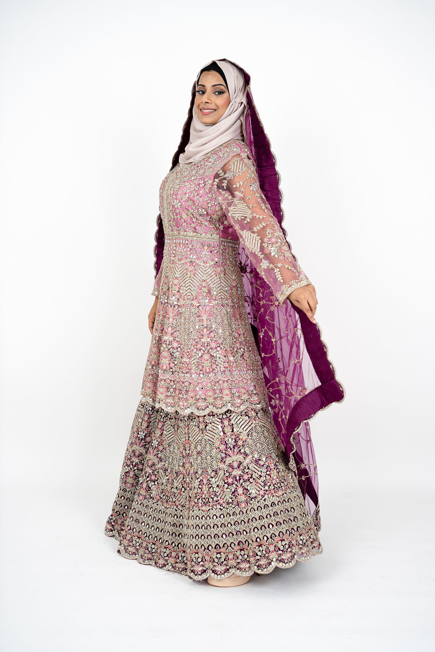 Pink Bridal Dresses Hand Embroidered Bridal Suit